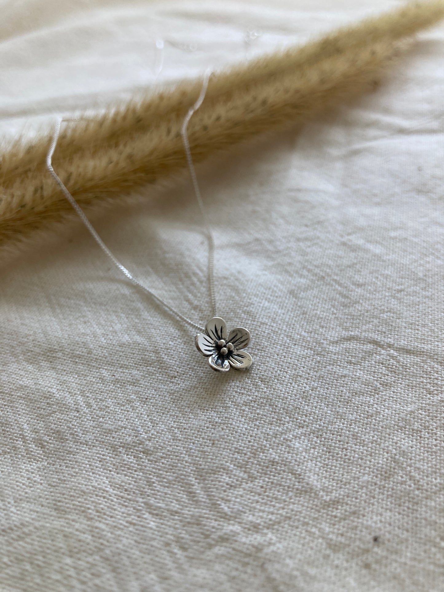 Sterling Silver Flower Pendant, Inspired by the Forget-Me-Not Flower, on Sterling Silver Chain