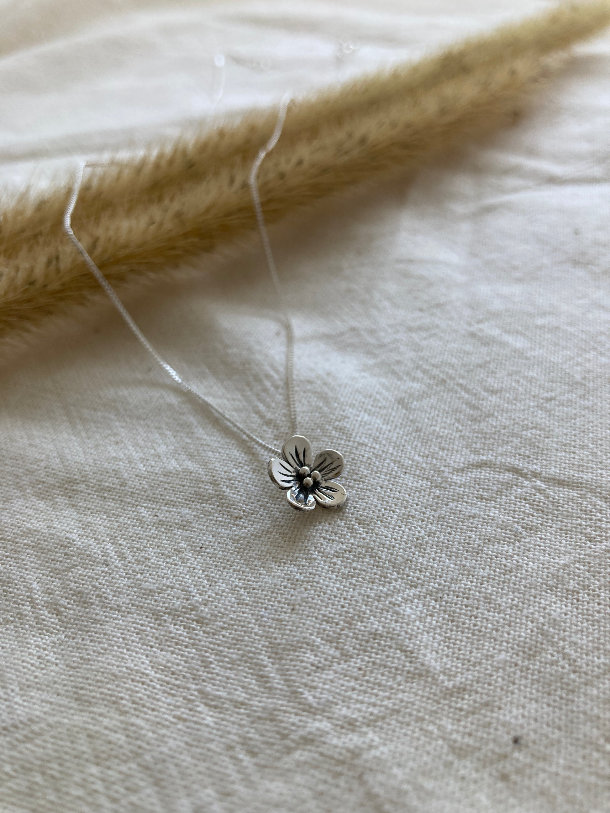 Sterling Silver Flower Pendant, Inspired by the Forget-Me-Not Flower, on Sterling Silver Chain