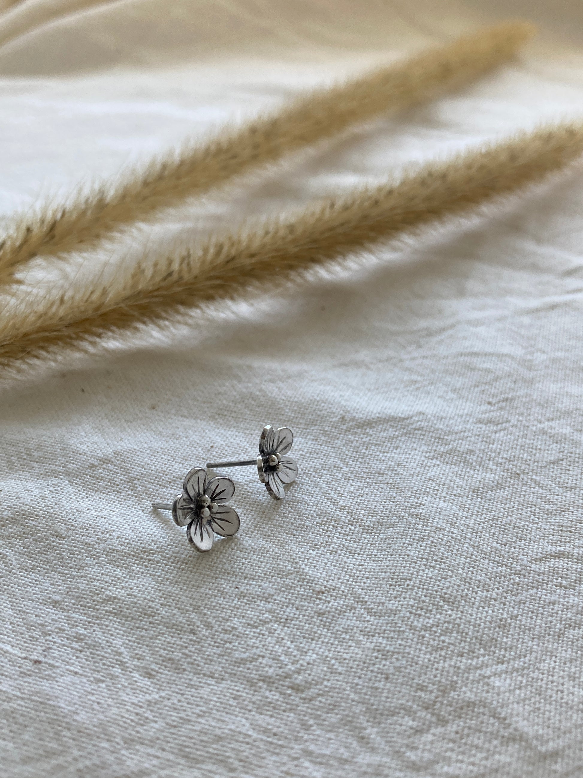 Sterling Silver Flower Stud earrings, inspired by the Forget-me-Not Flower