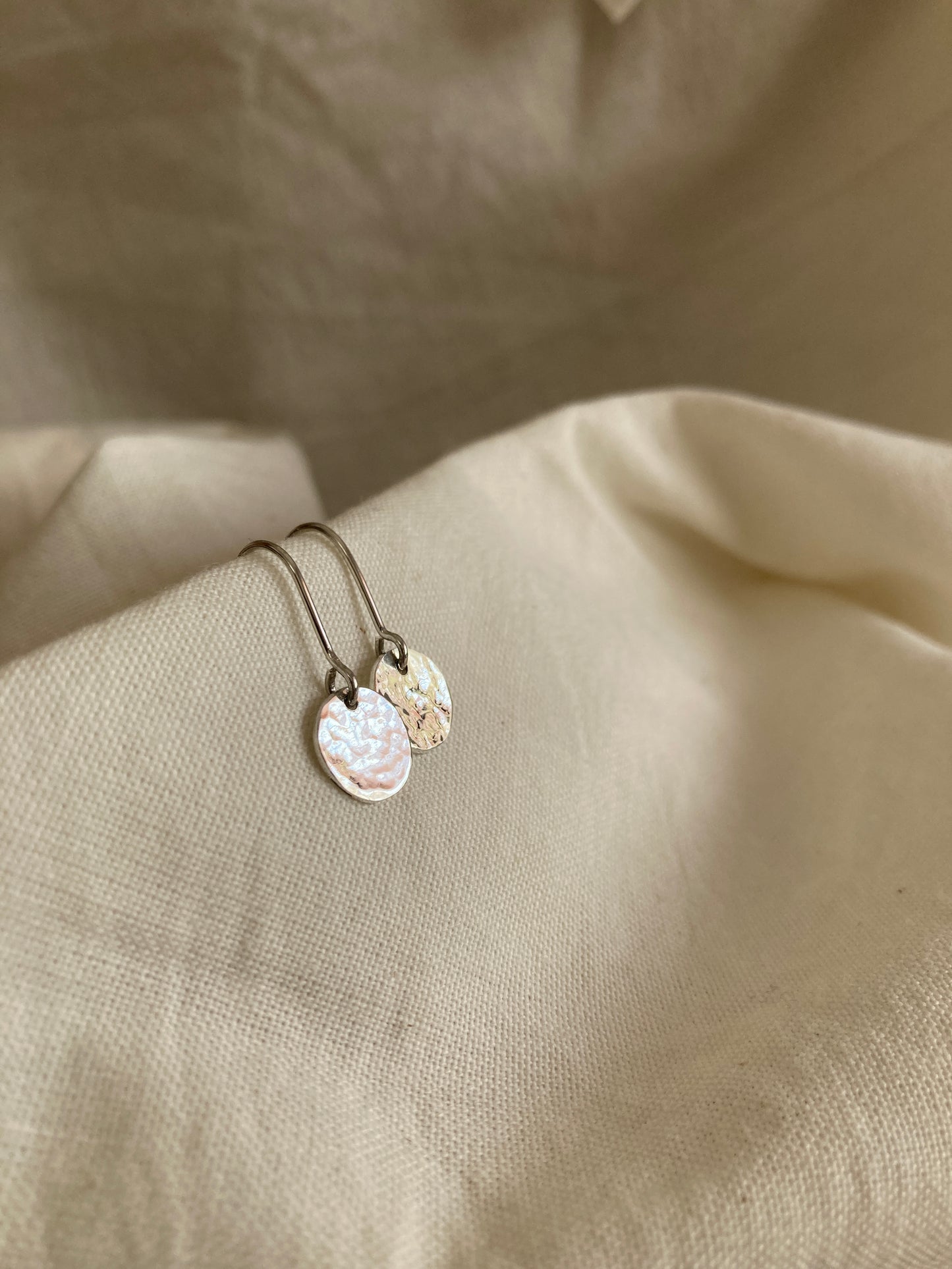 Hammered Disc Hook Earrings