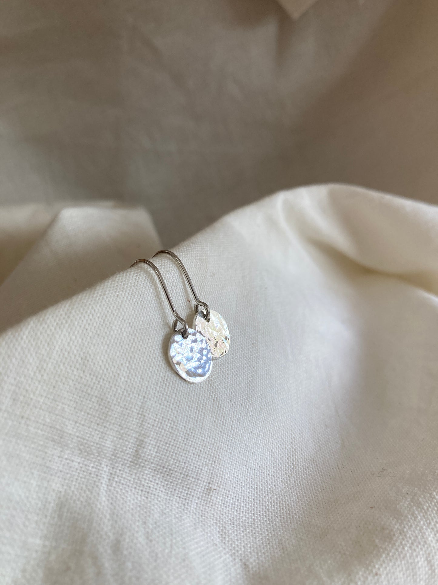 Hammered Disc Hook Earrings