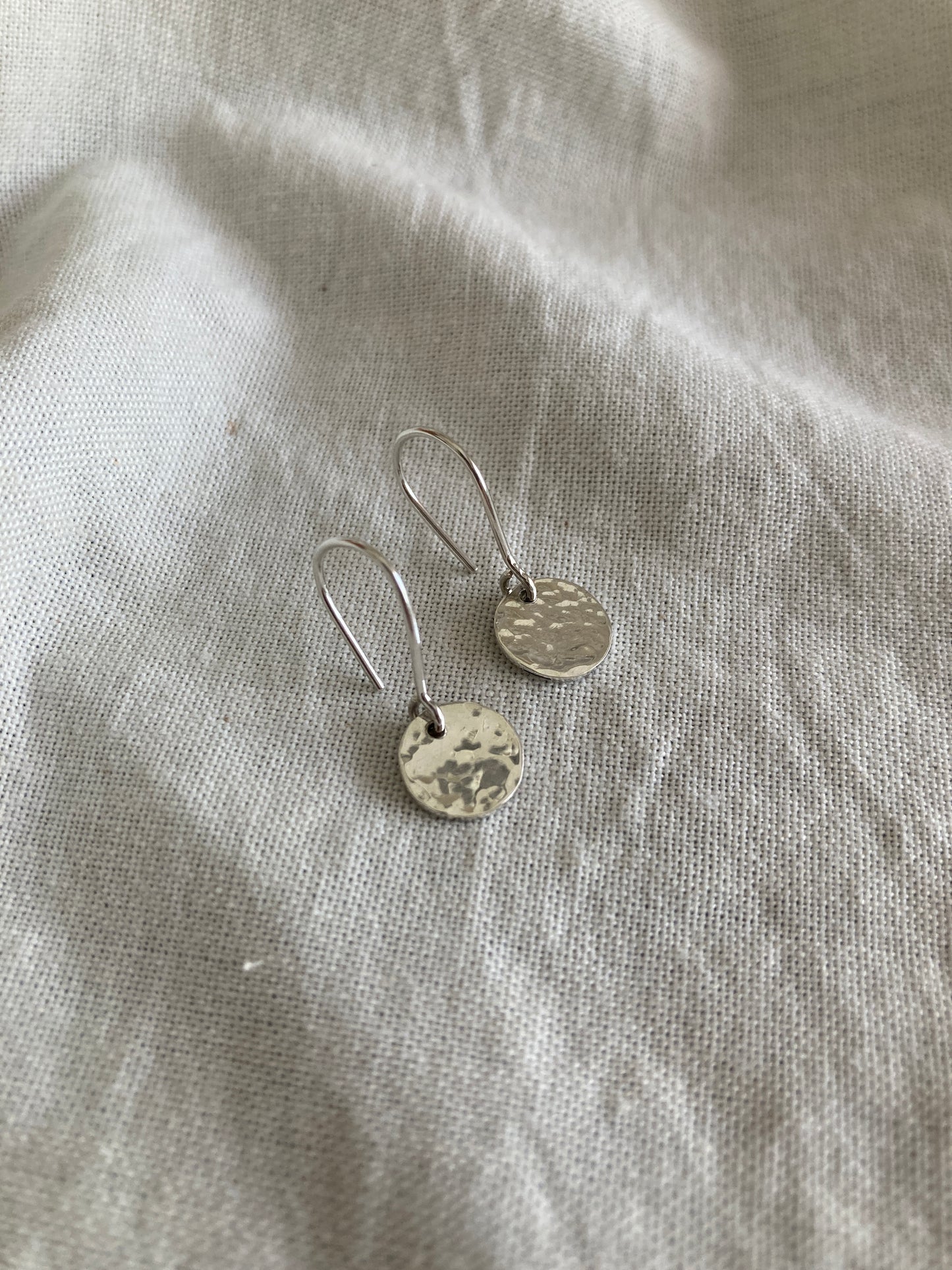 Hammered Disc Hook Earrings