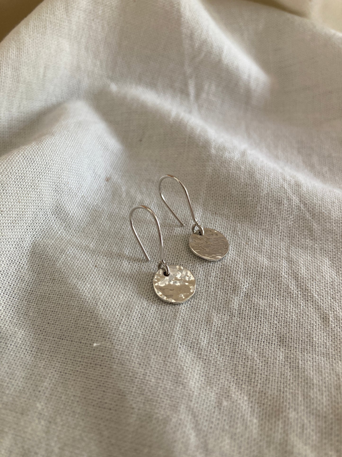 Hammered Disc Hook Earrings