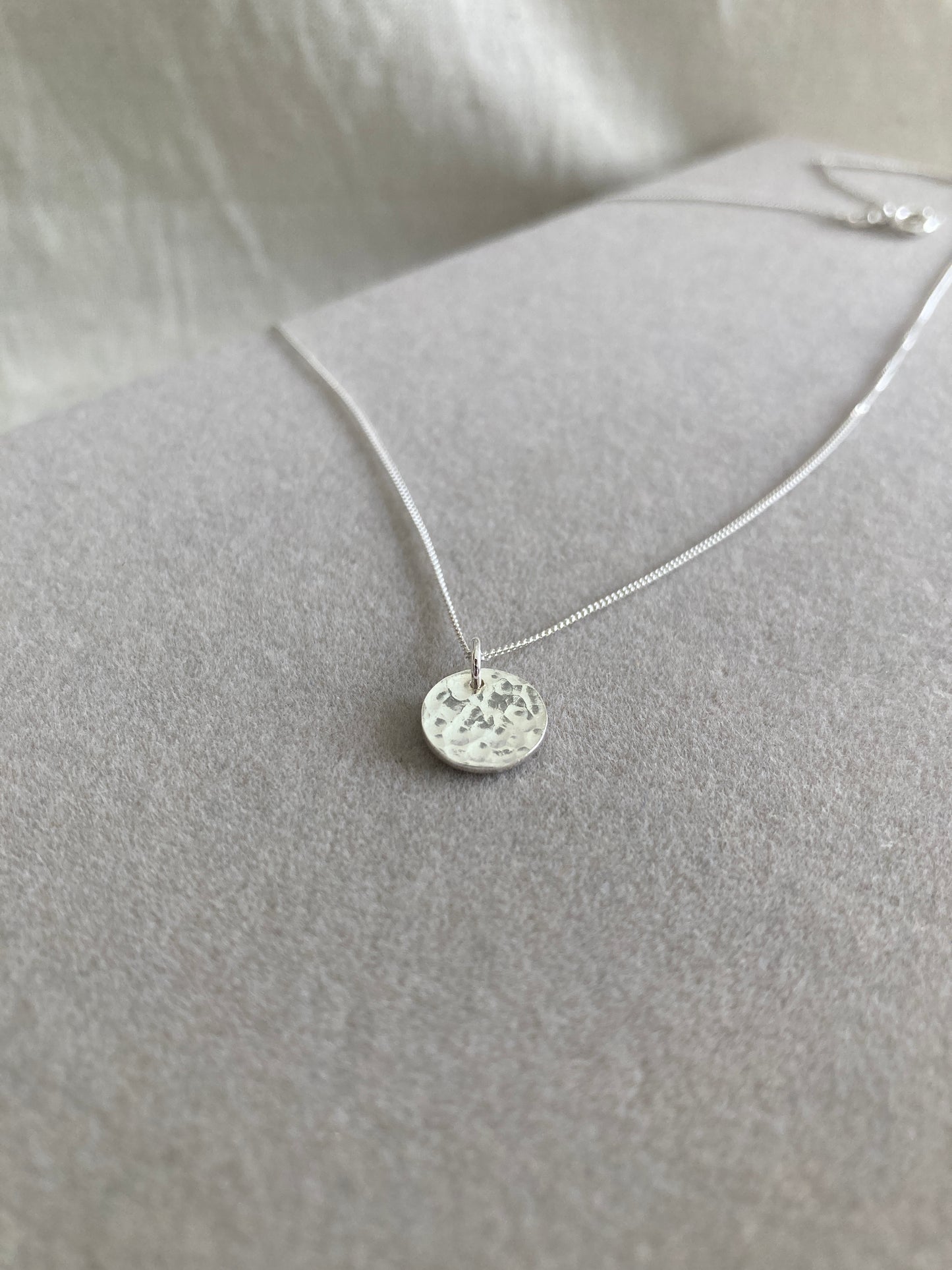 Sterling Silver Disc Pendant with Hammered Texture
