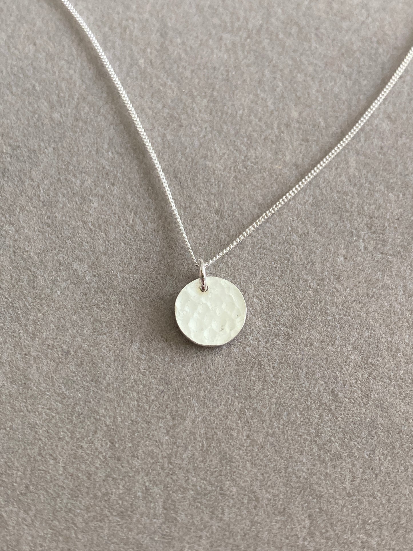Sterling Silver Disc Pendant with Hammered Texture