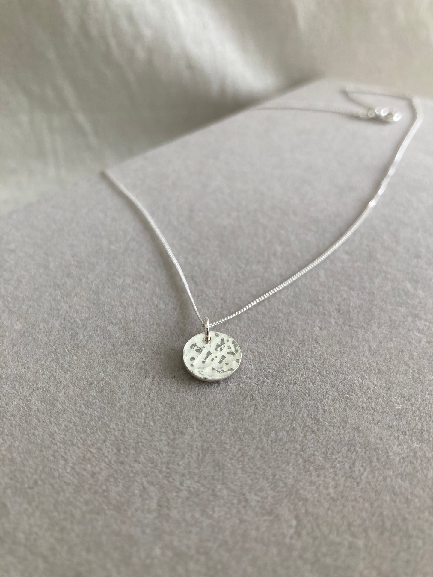 Sterling Silver Disc Pendant with Hammered Texture