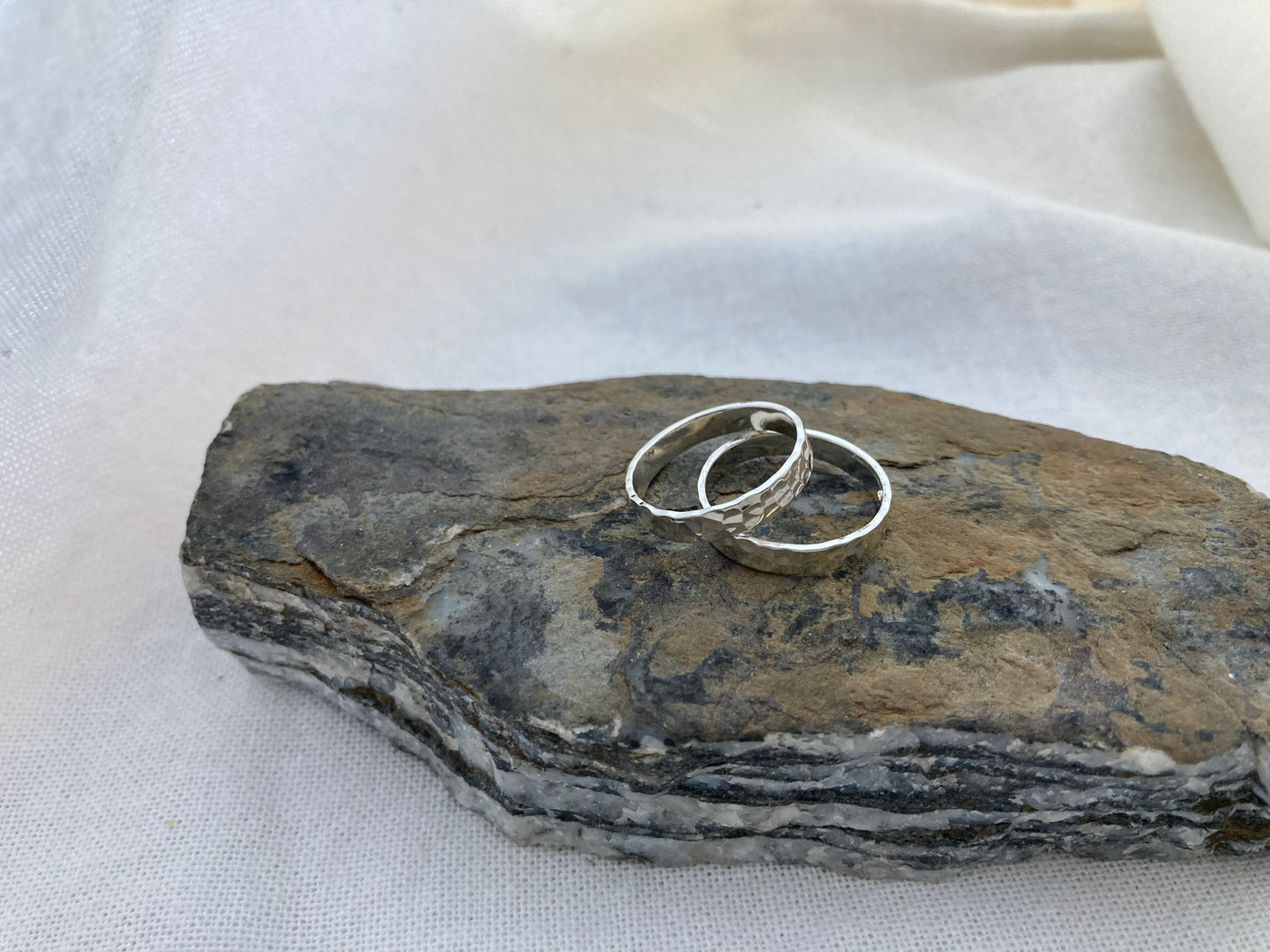 Sterling Silver Hammered Texture 3mm Rings