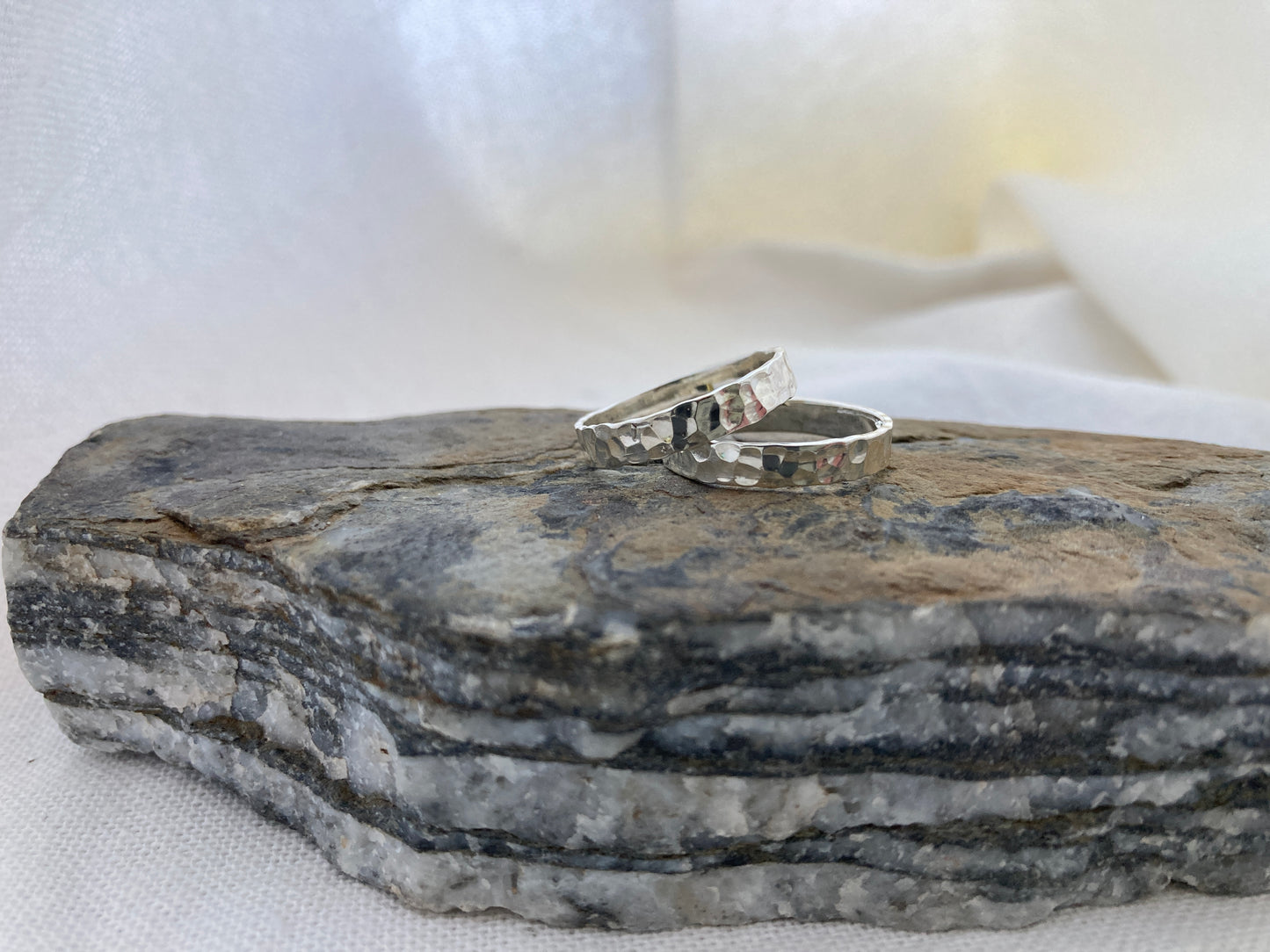 Sterling Silver Hammered Texture 3mm Rings