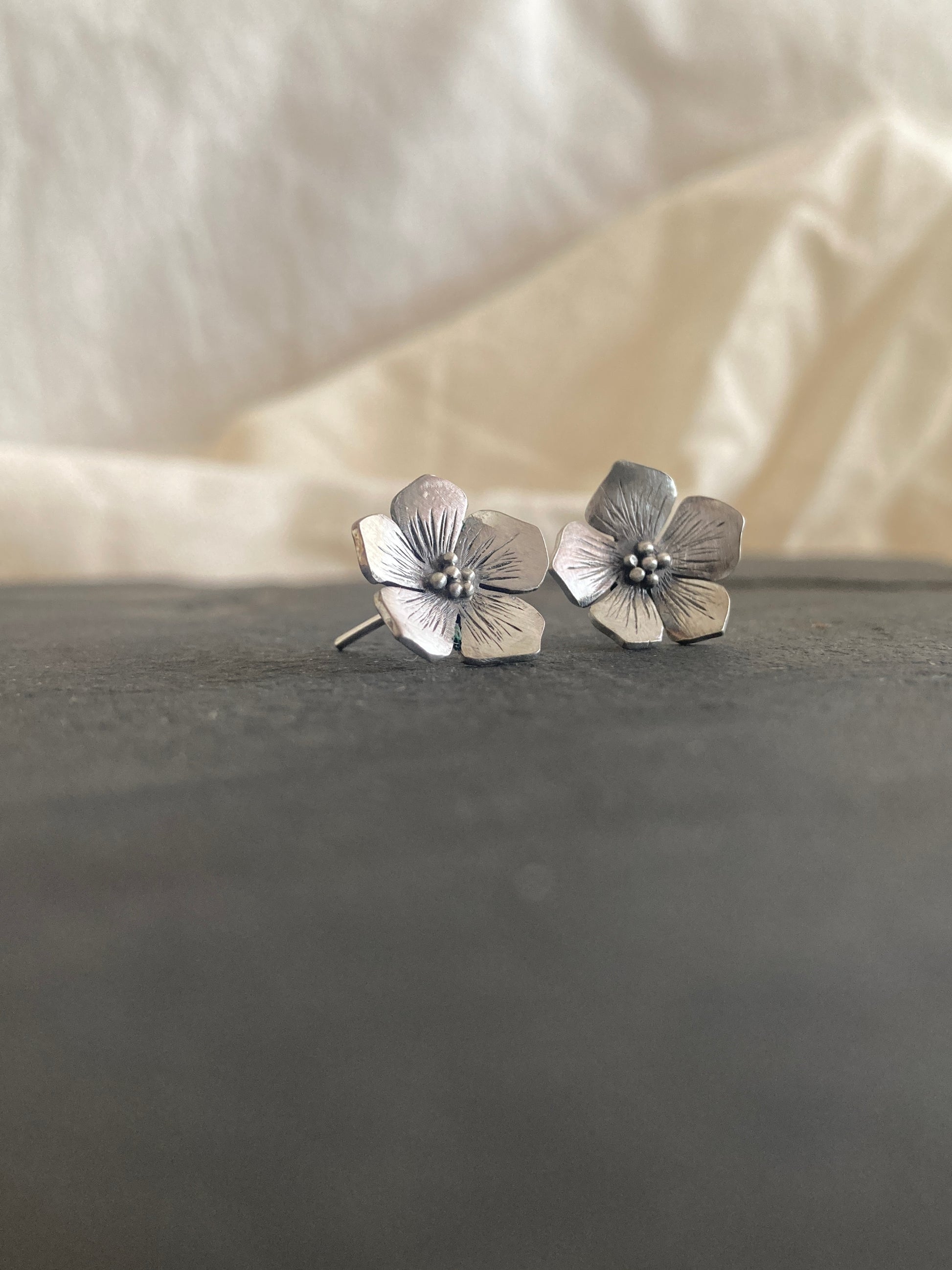 Sterling Silver Flower Stud Earrings, inspired by Hydrangea Flowers