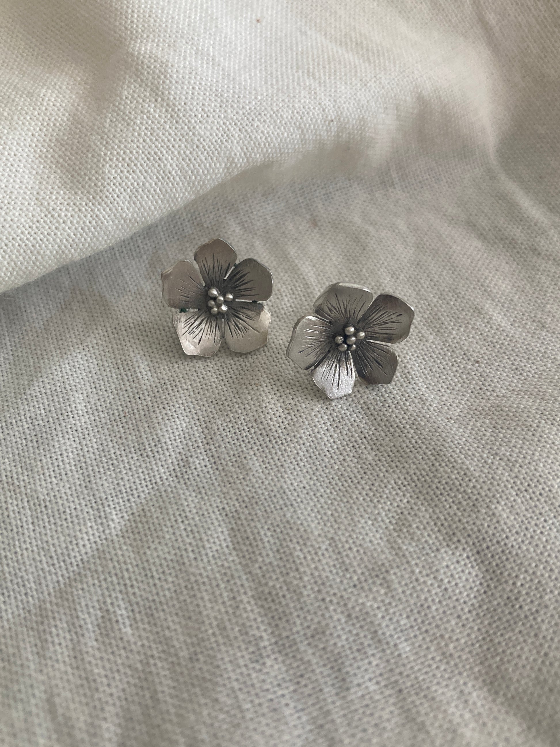 Sterling Silver Flower Stud Earrings, inspired by Hydrangea Flowers