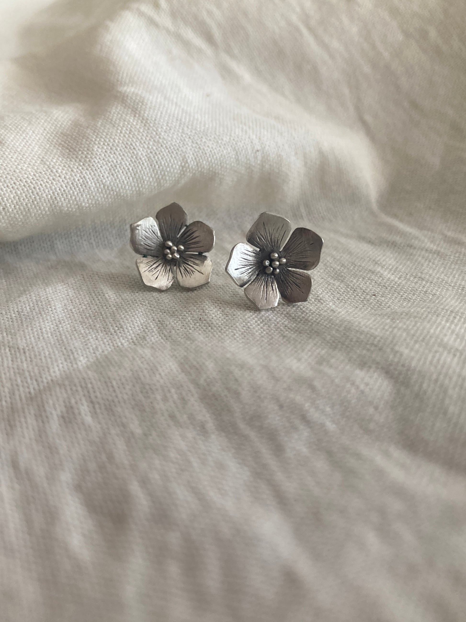 Sterling Silver Flower Stud Earrings, inspired by Hydrangea Flowers