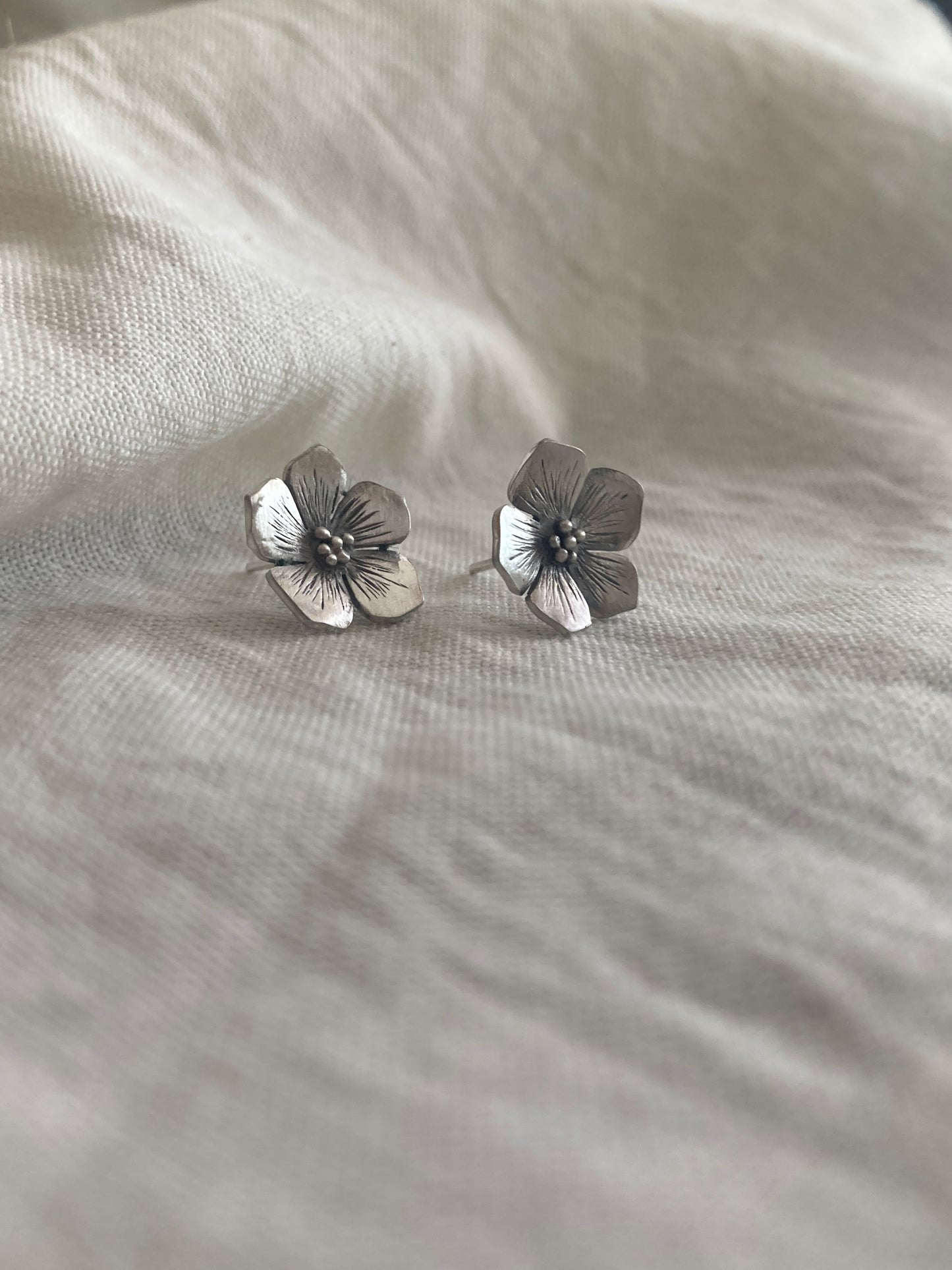 Sterling Silver Flower Stud Earrings, inspired by Hydrangea Flowers