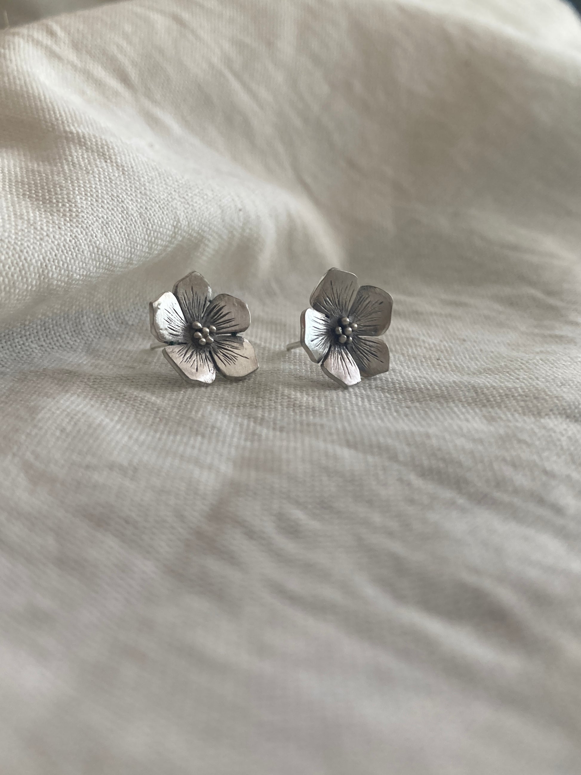 Sterling Silver Flower Stud Earrings, inspired by Hydrangea Flowers