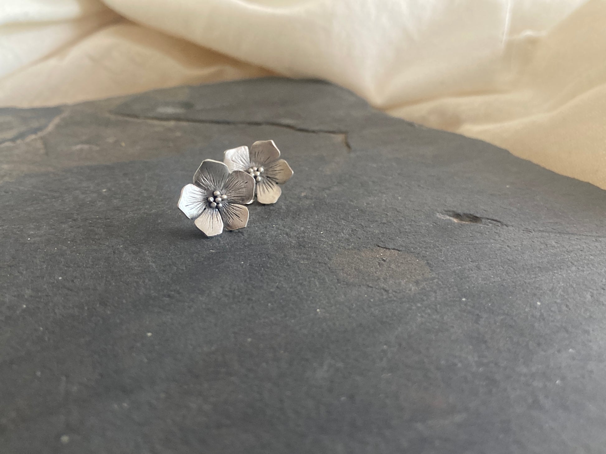 Sterling Silver Flower Stud Earrings, inspired by Hydrangea Flowers