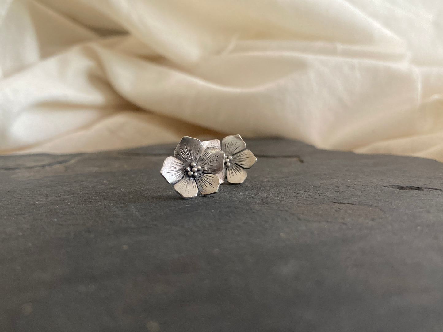 Sterling Silver Flower Stud Earrings, inspired by Hydrangea Flowers