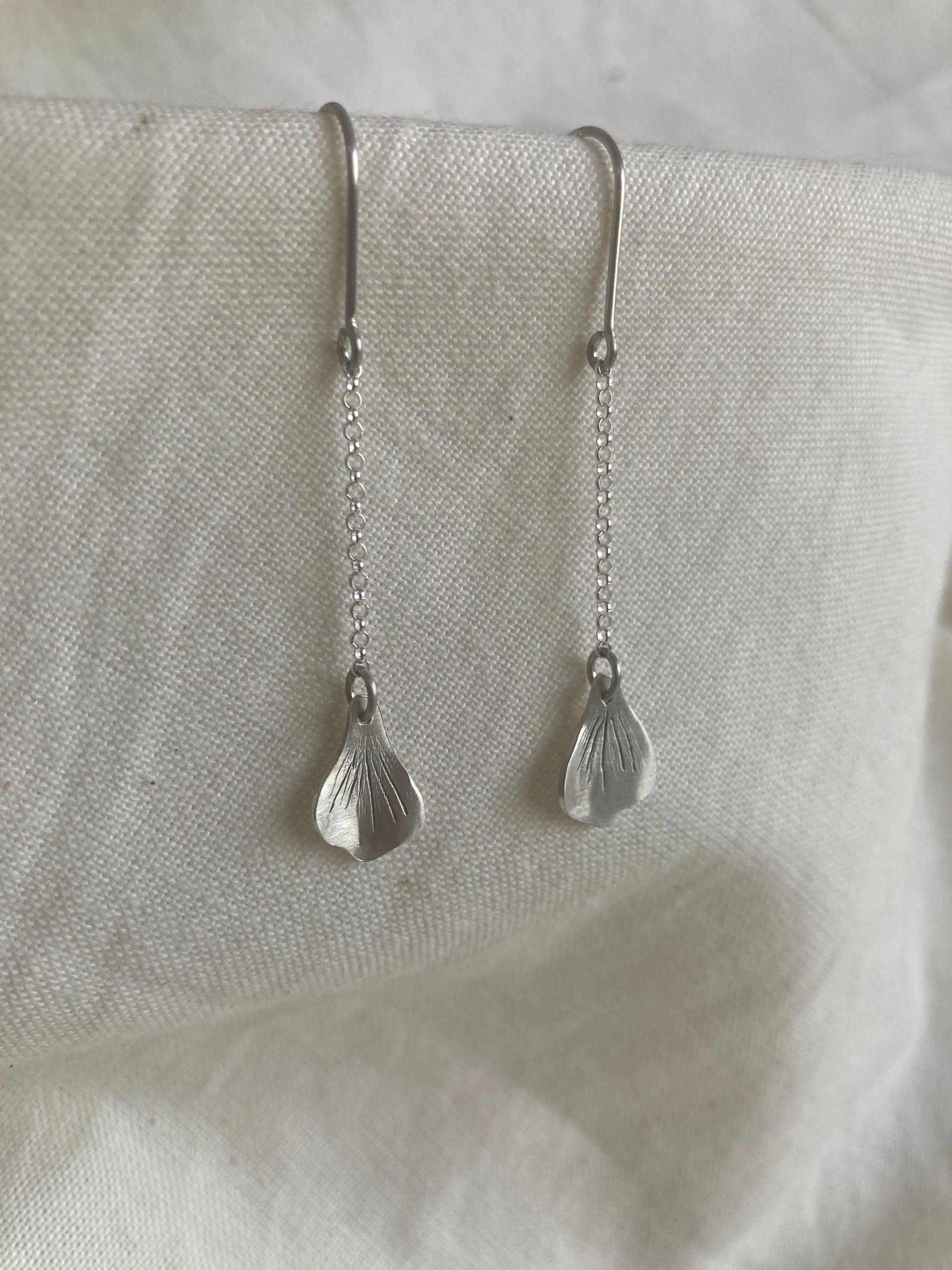 Sterling Silver Hydrangea Petal Dangle Earrings