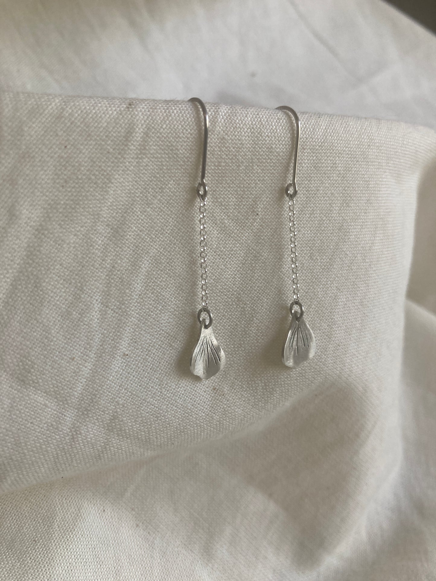 Sterling Silver Hydrangea Petal Dangle Earrings