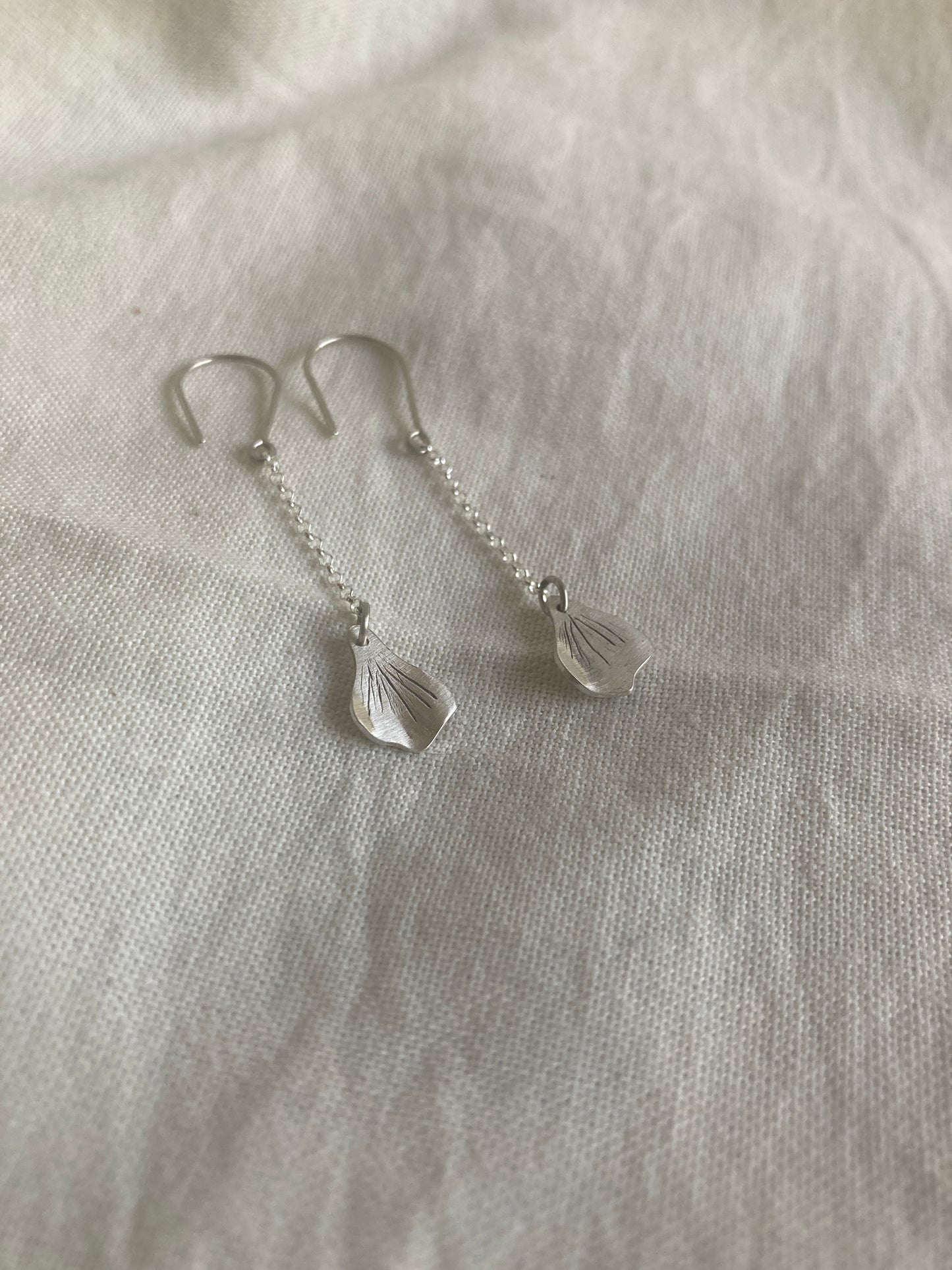 Sterling Silver Hydrangea Petal Dangle Earrings