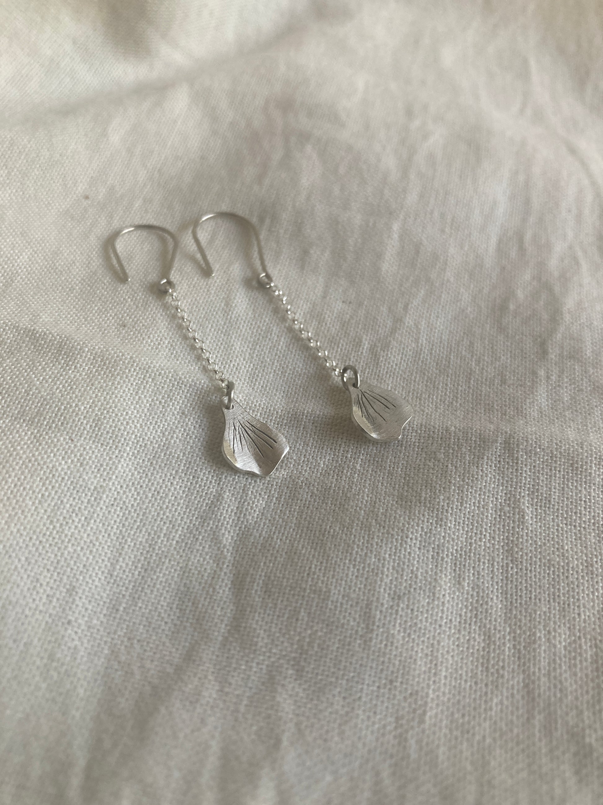 Sterling Silver Hydrangea Petal Dangle Earrings