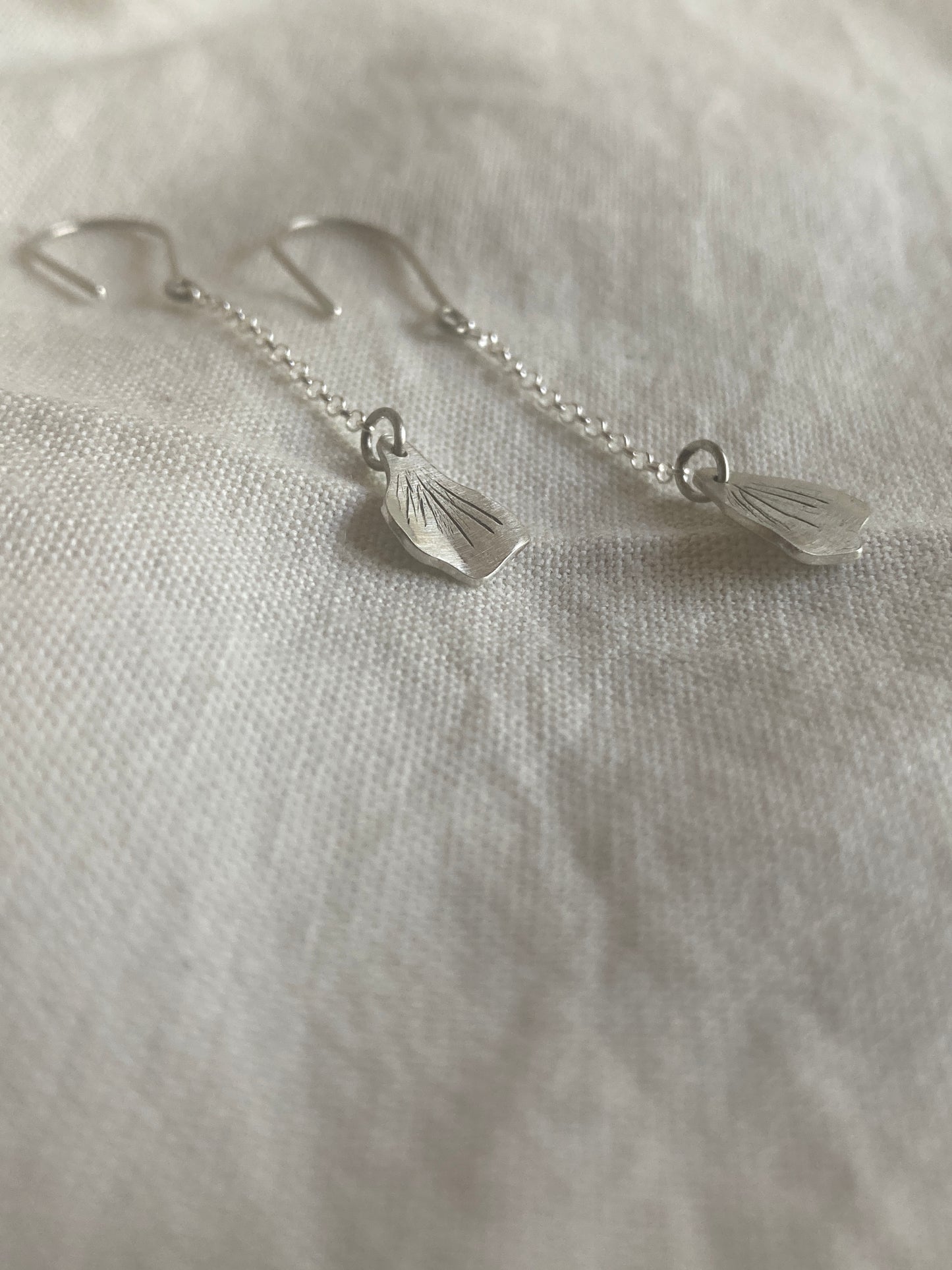 Sterling Silver Hydrangea Petal Dangle Earrings