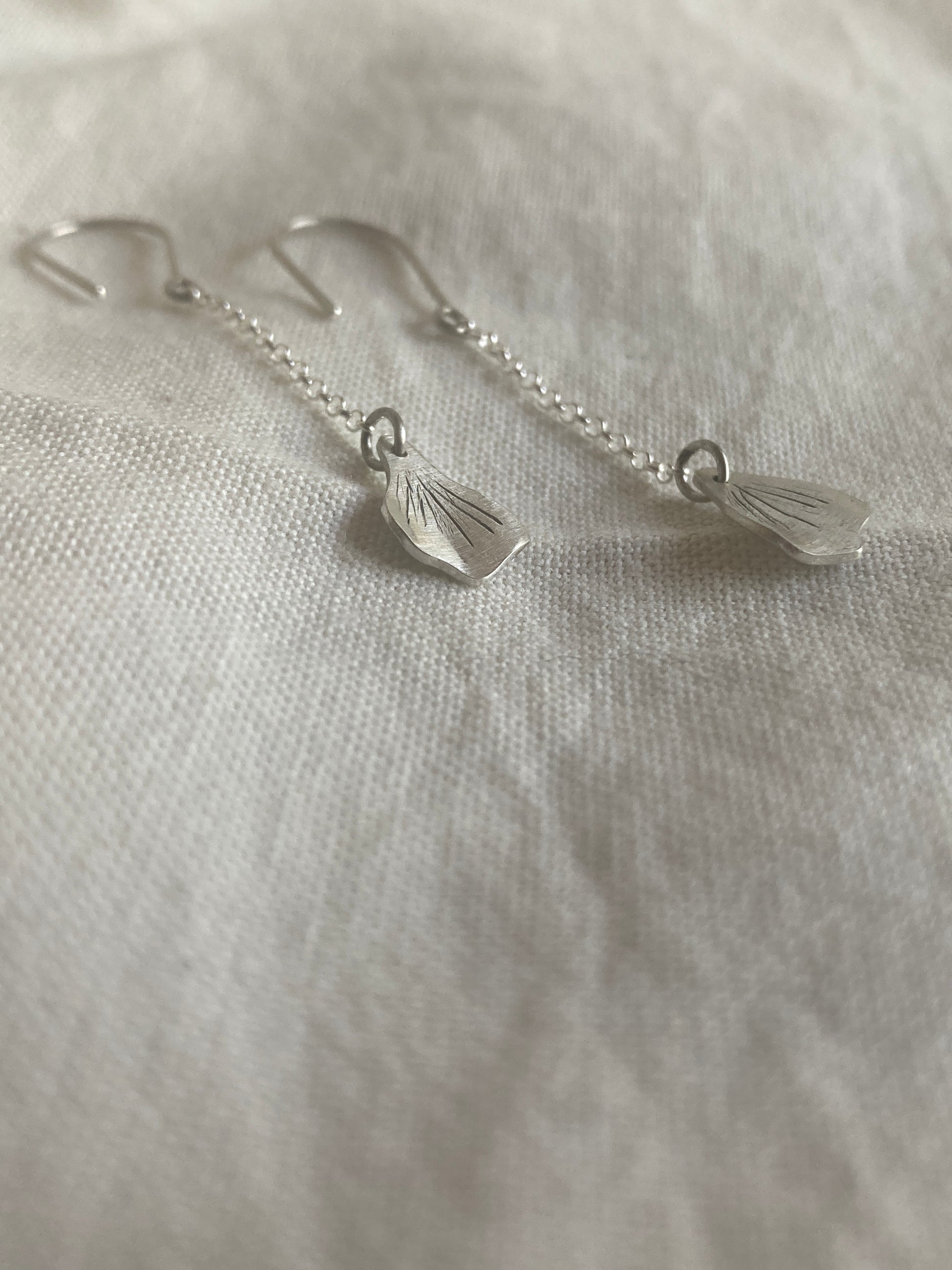 Sterling Silver Hydrangea Petal Dangle Earrings