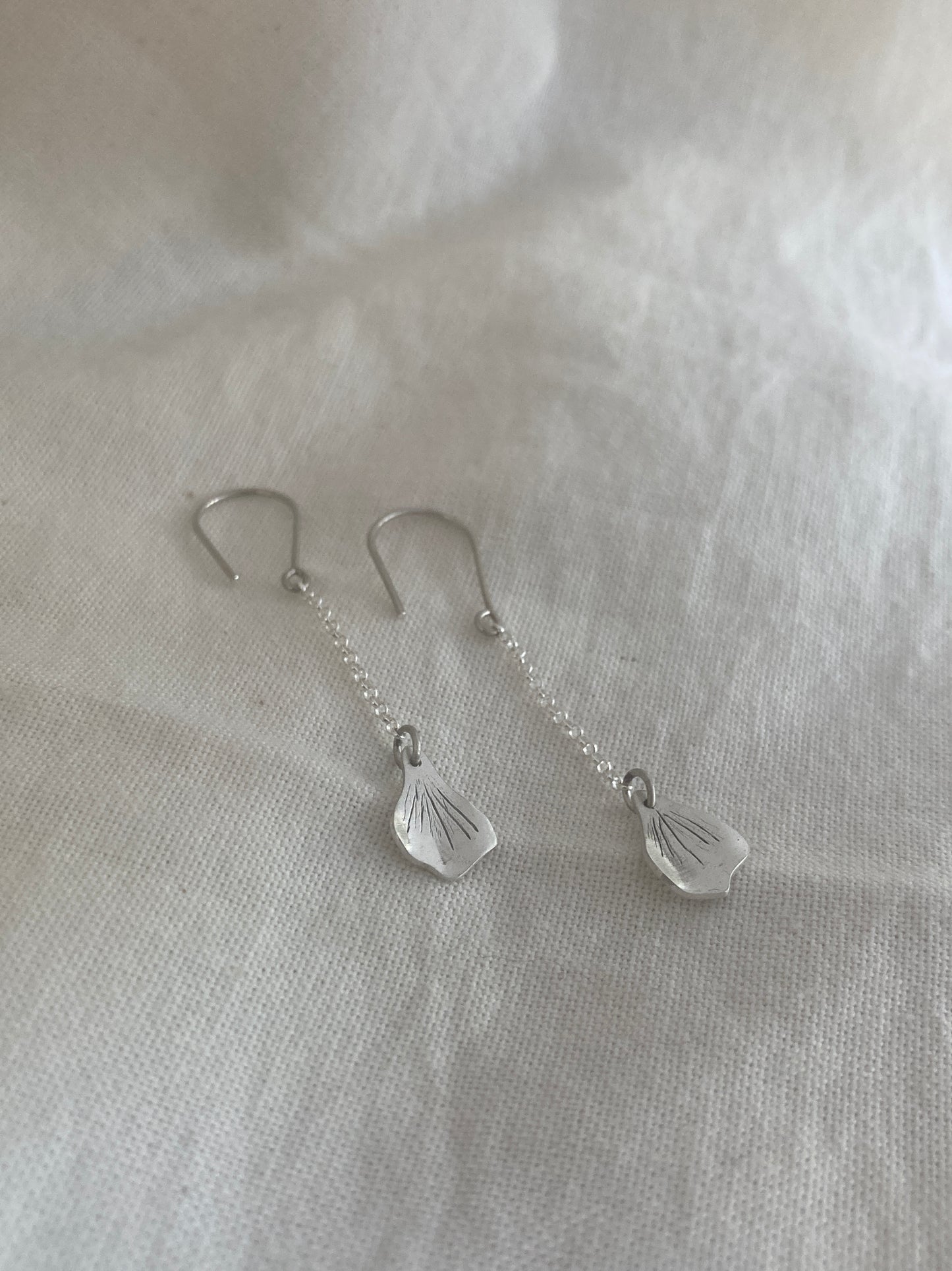 Sterling Silver Hydrangea Petal Dangle Earrings