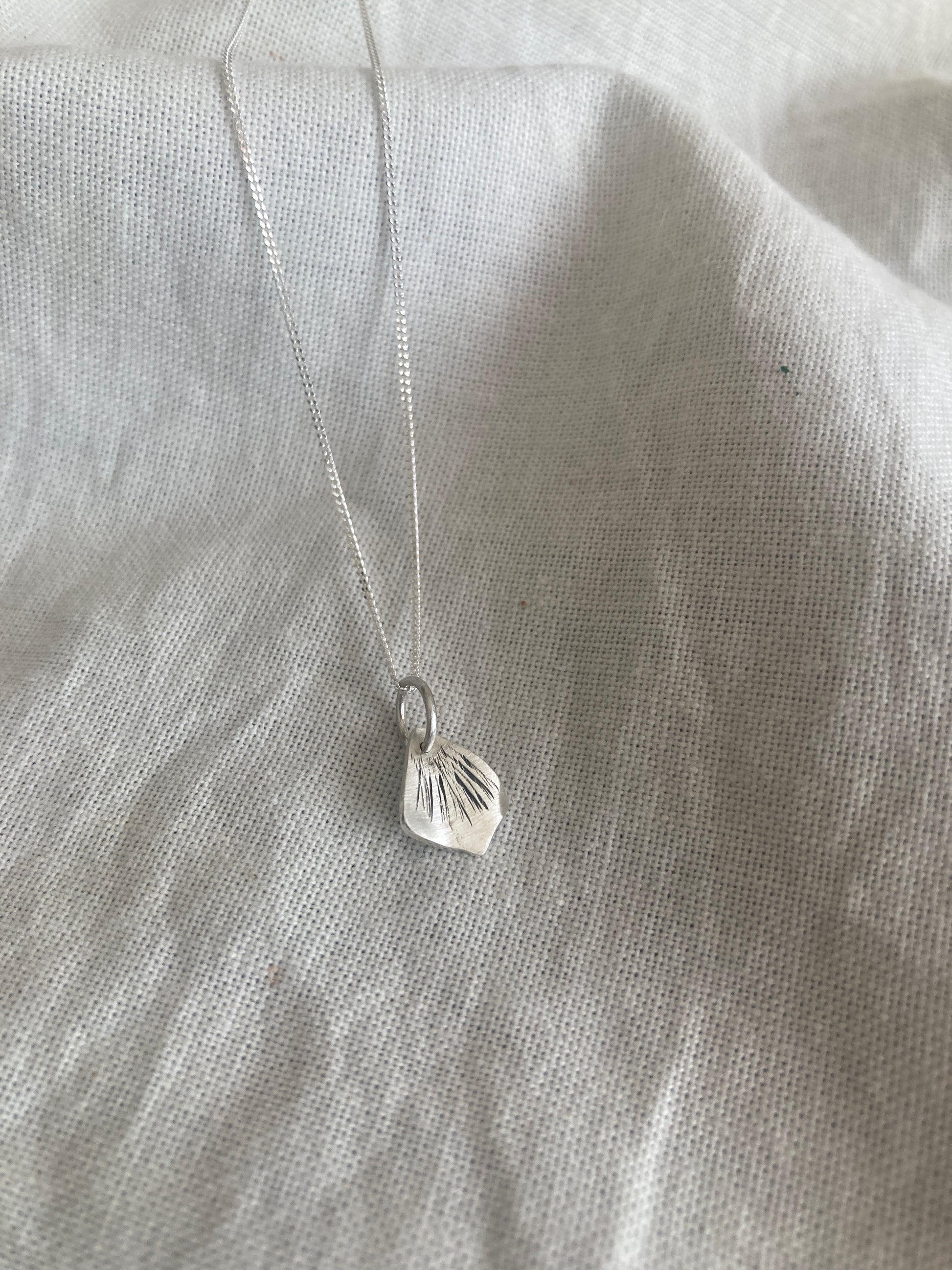 Sterling Silver Hydrangea Petal Pendant on Silver Chain