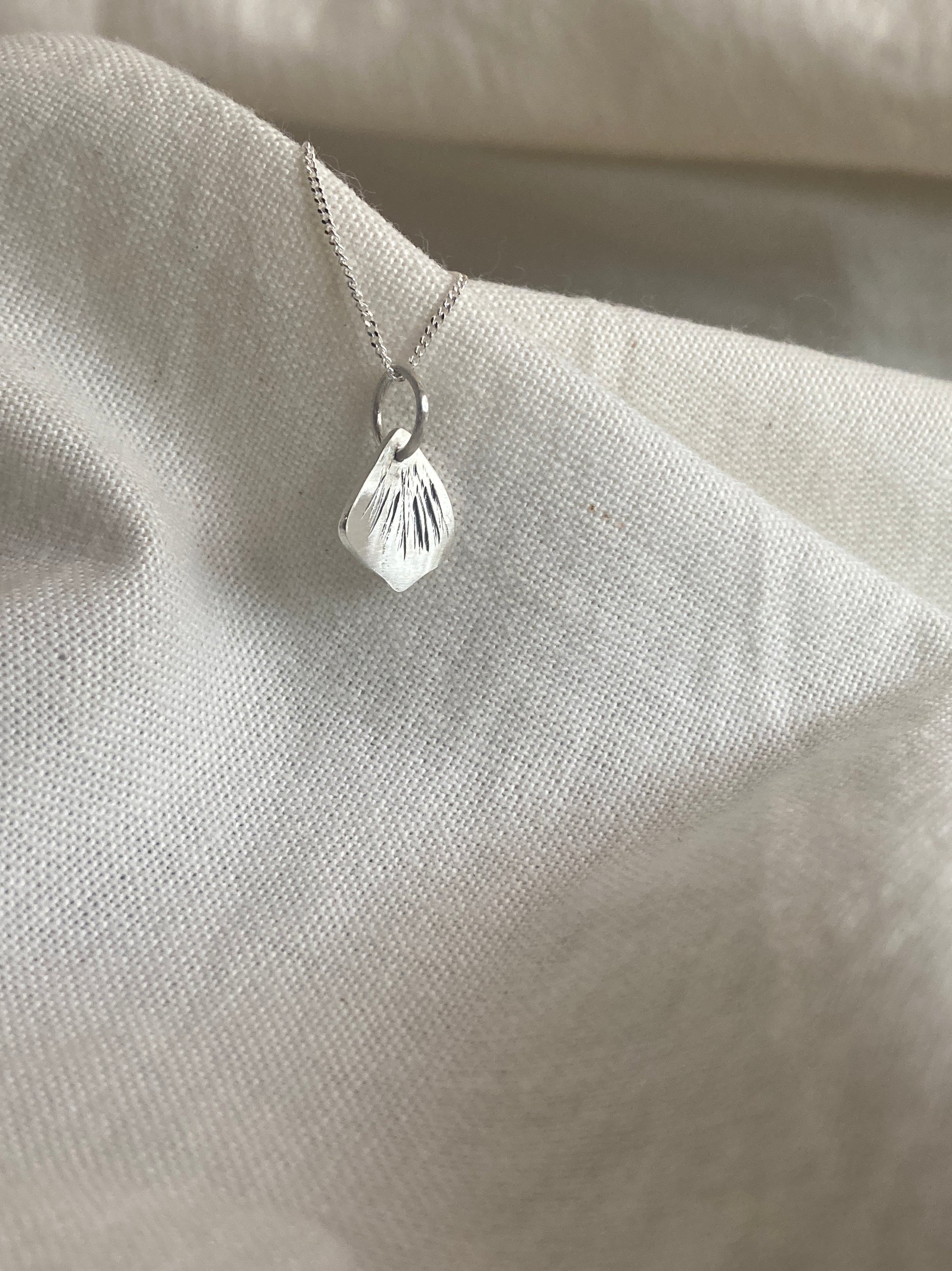 Sterling Silver Hydrangea Petal Pendant on Silver Chain