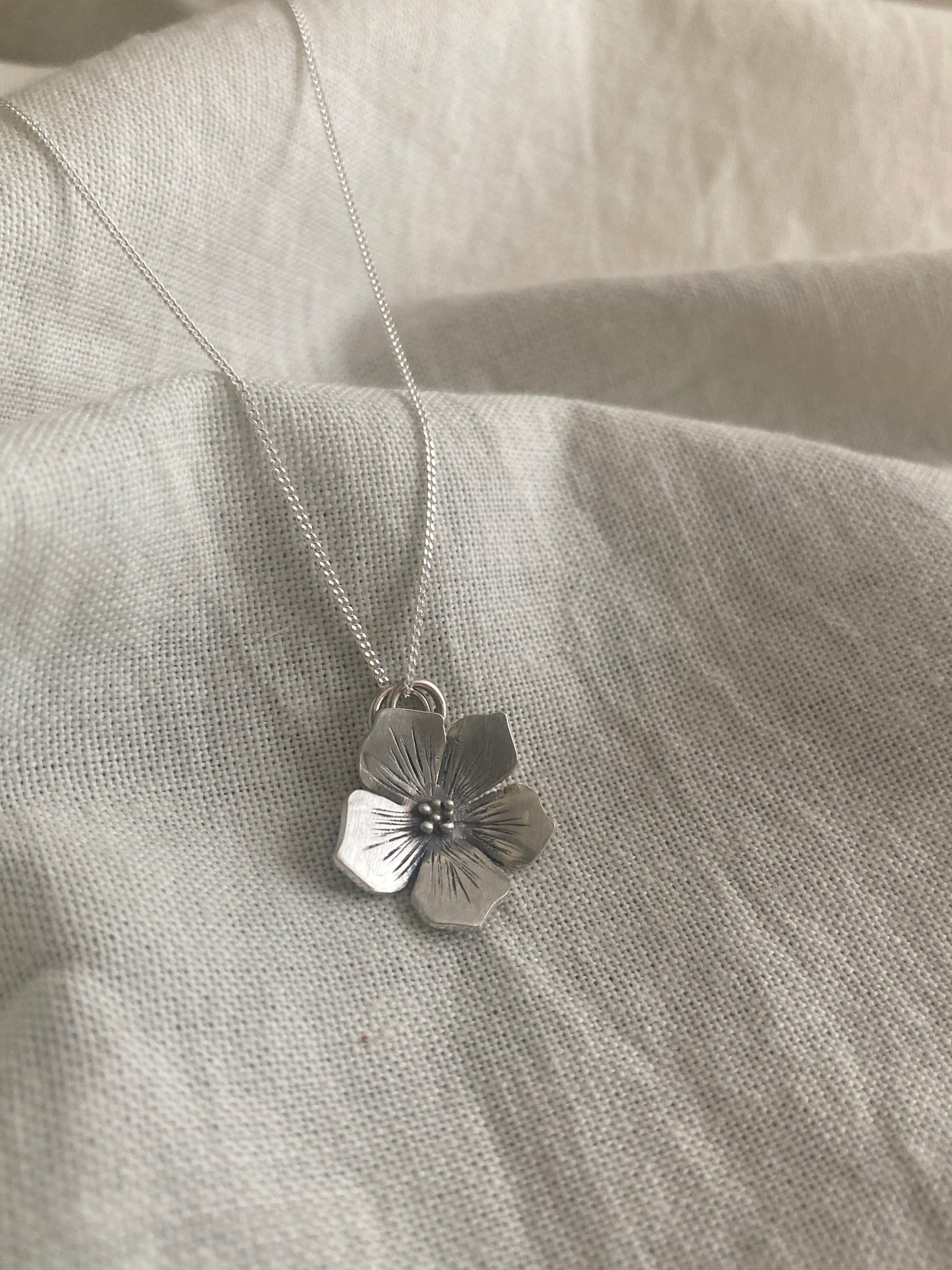 Sterling Silver Flower Pendant, inspired by Hydrangea Flowers