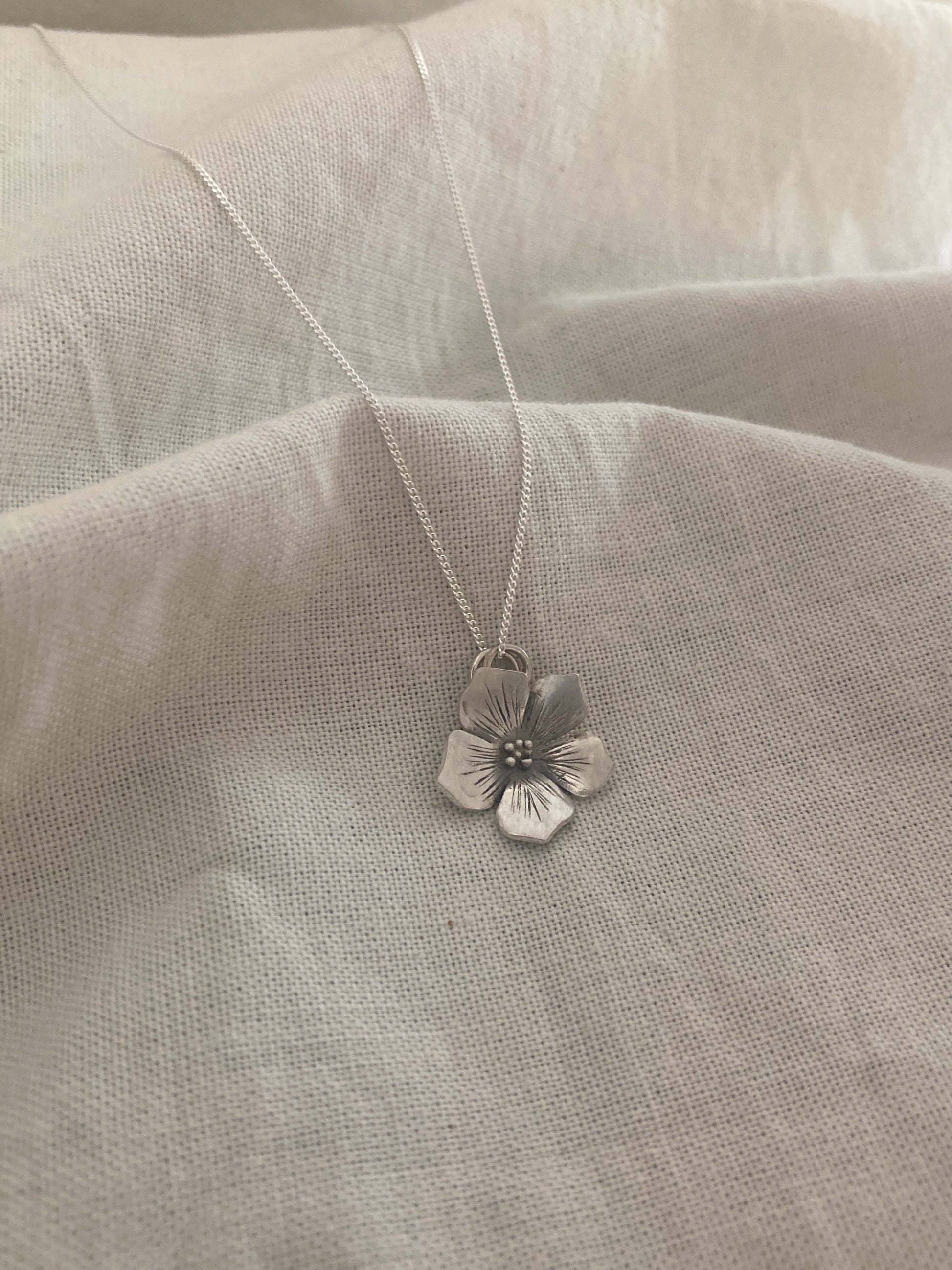 Sterling Silver Flower Pendant, inspired by Hydrangea Flowers