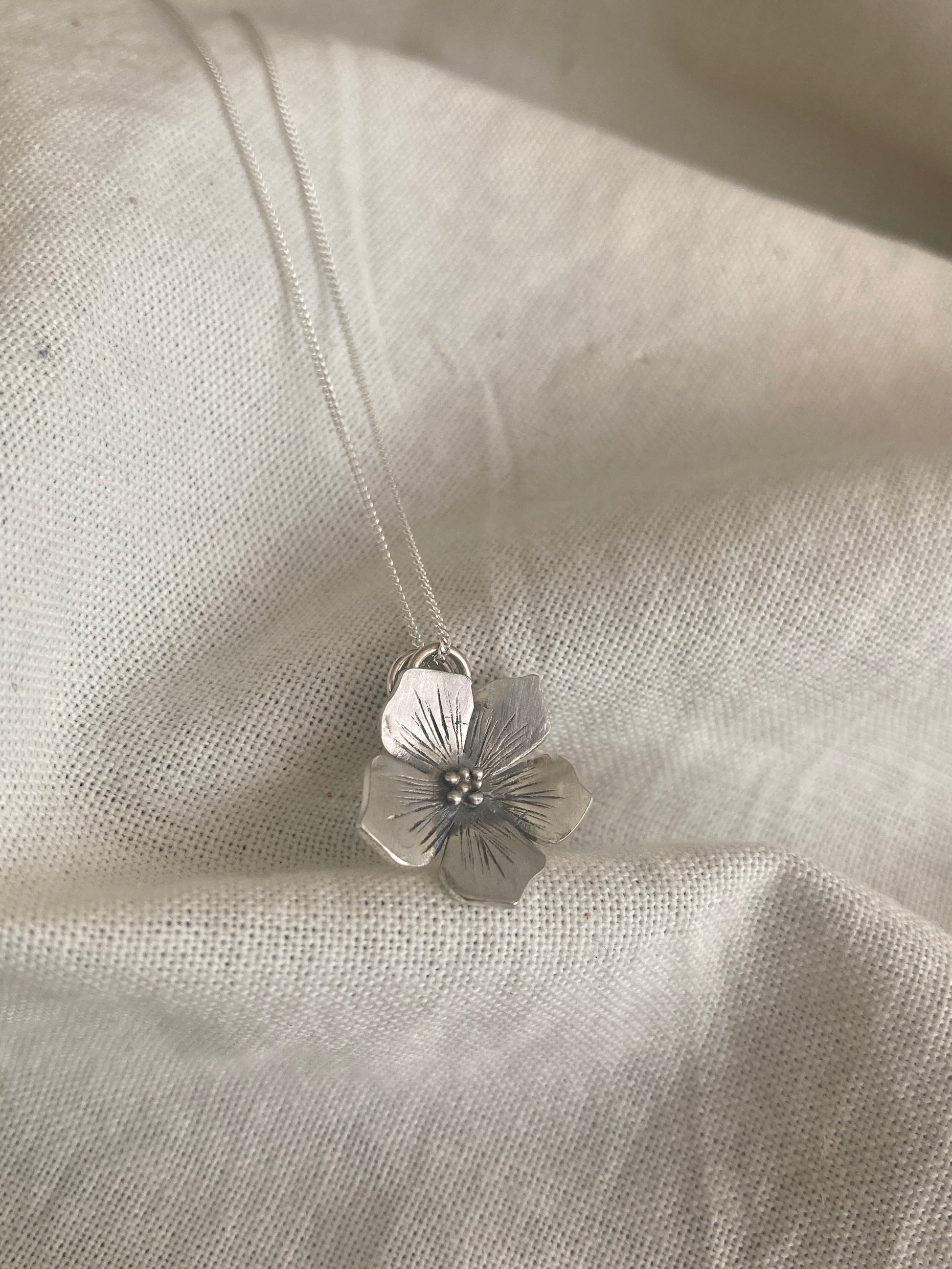 Sterling Silver Flower Pendant, inspired by Hydrangea Flowers