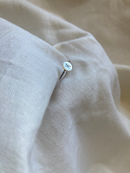 Sterling Silver Initial Disc Ring