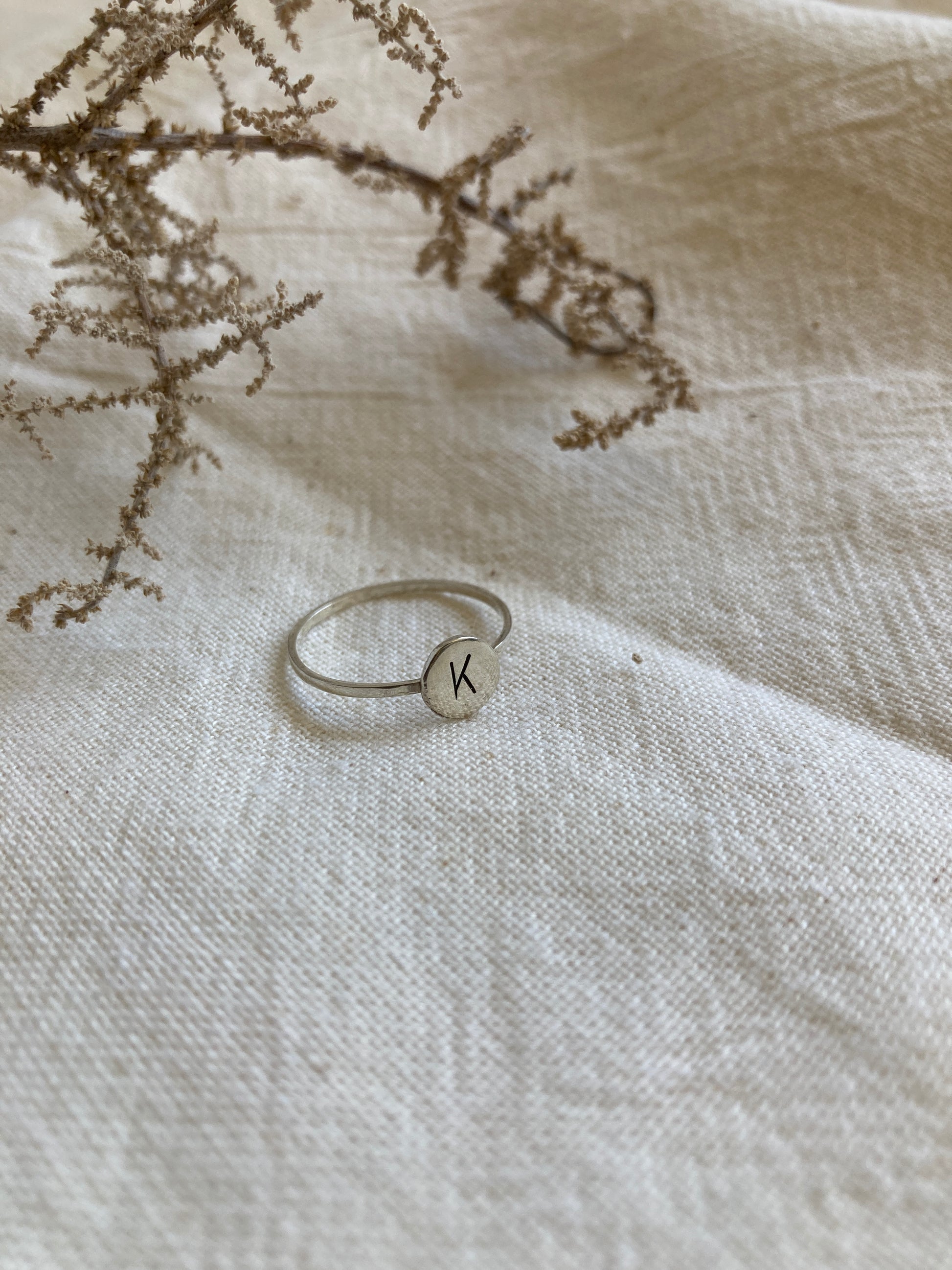 Sterling Silver Initial Disc Ring