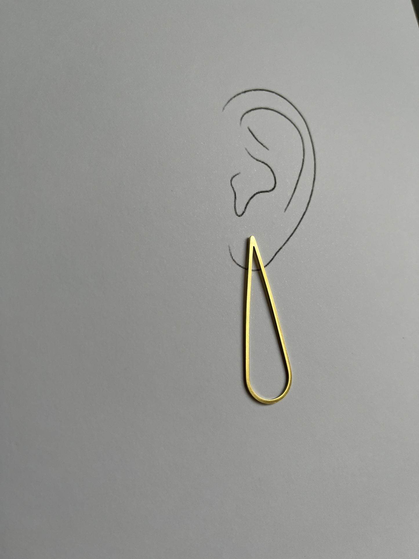 Brass Large Skinny Teardrop Earrings