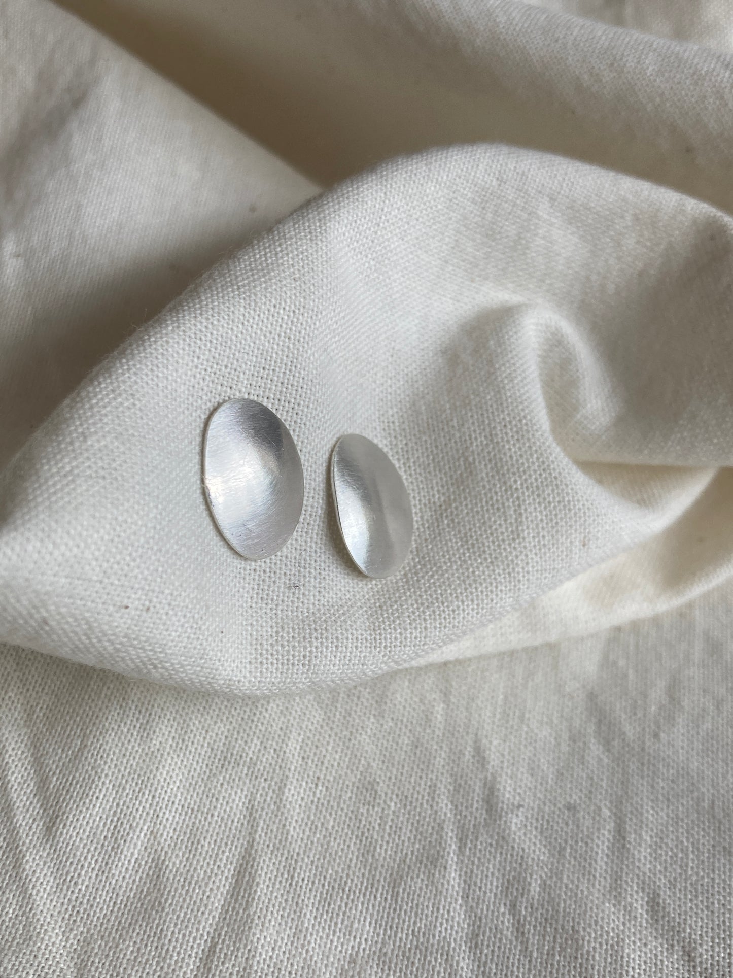 Sterling Silver Oval Domed Stud Earrings