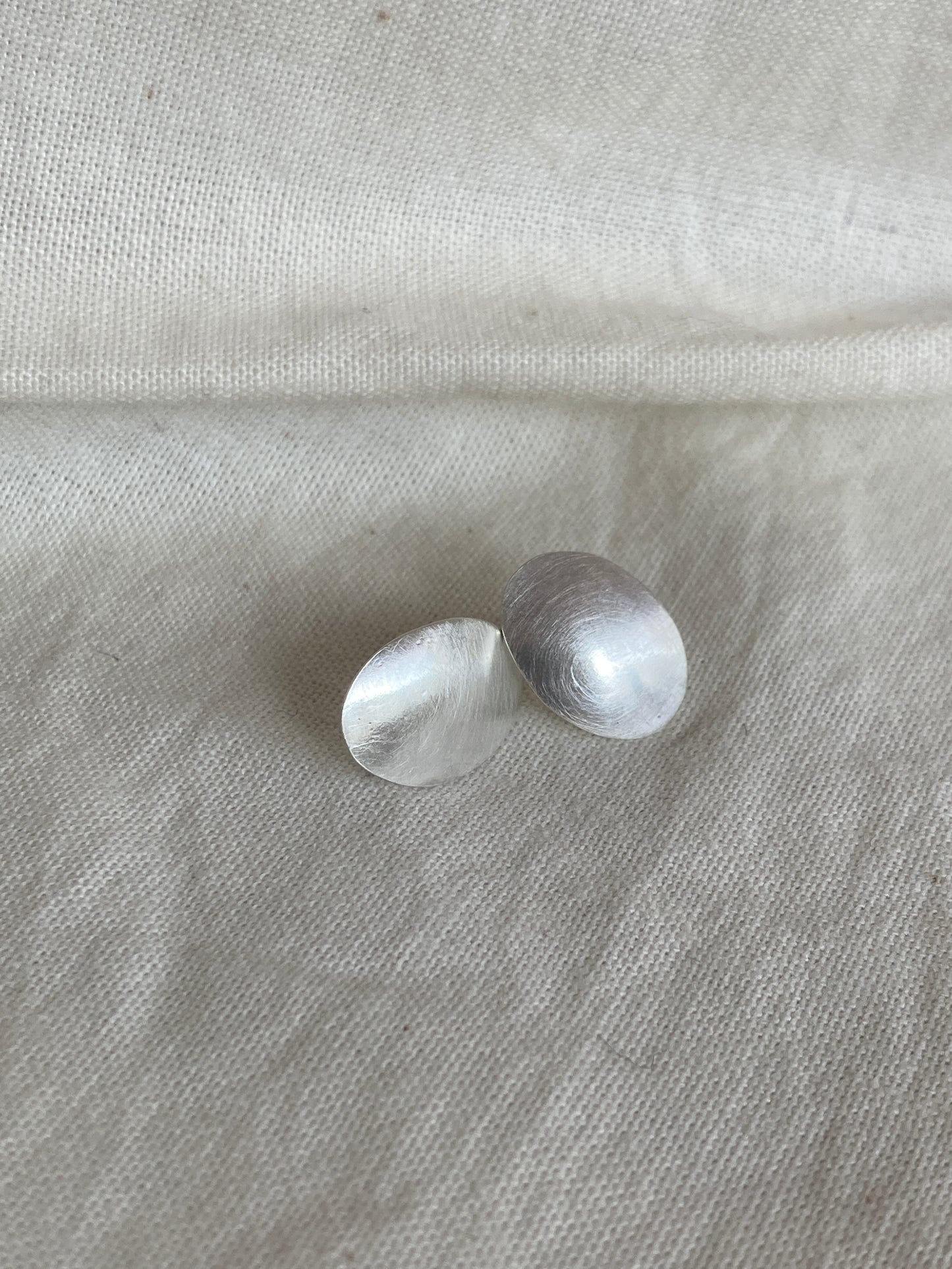 Sterling Silver Oval Domed Stud Earrings