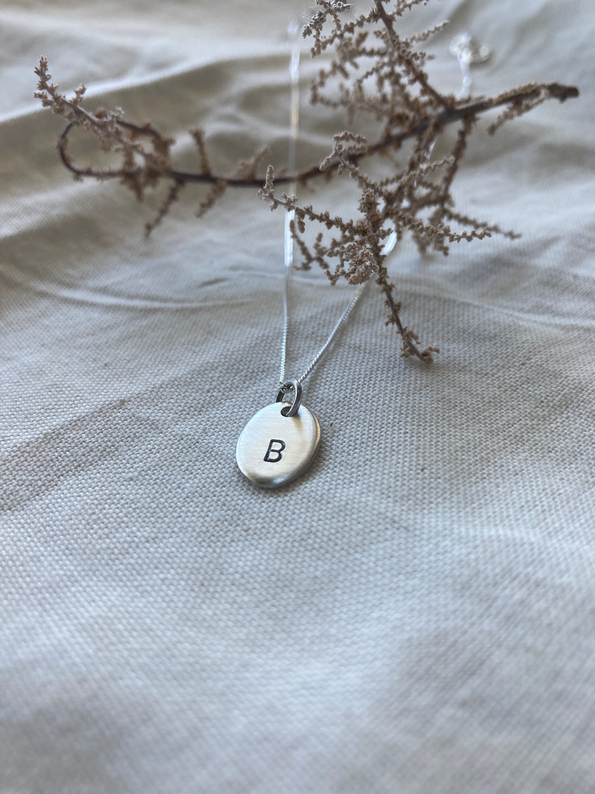 Sterling Silver Oval Initial Disc Pendant