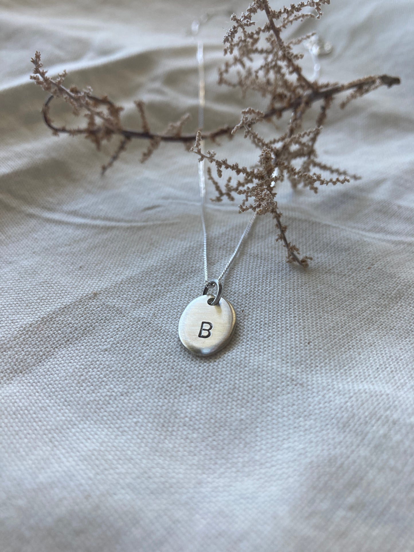 Sterling Silver Oval Initial Disc Pendant