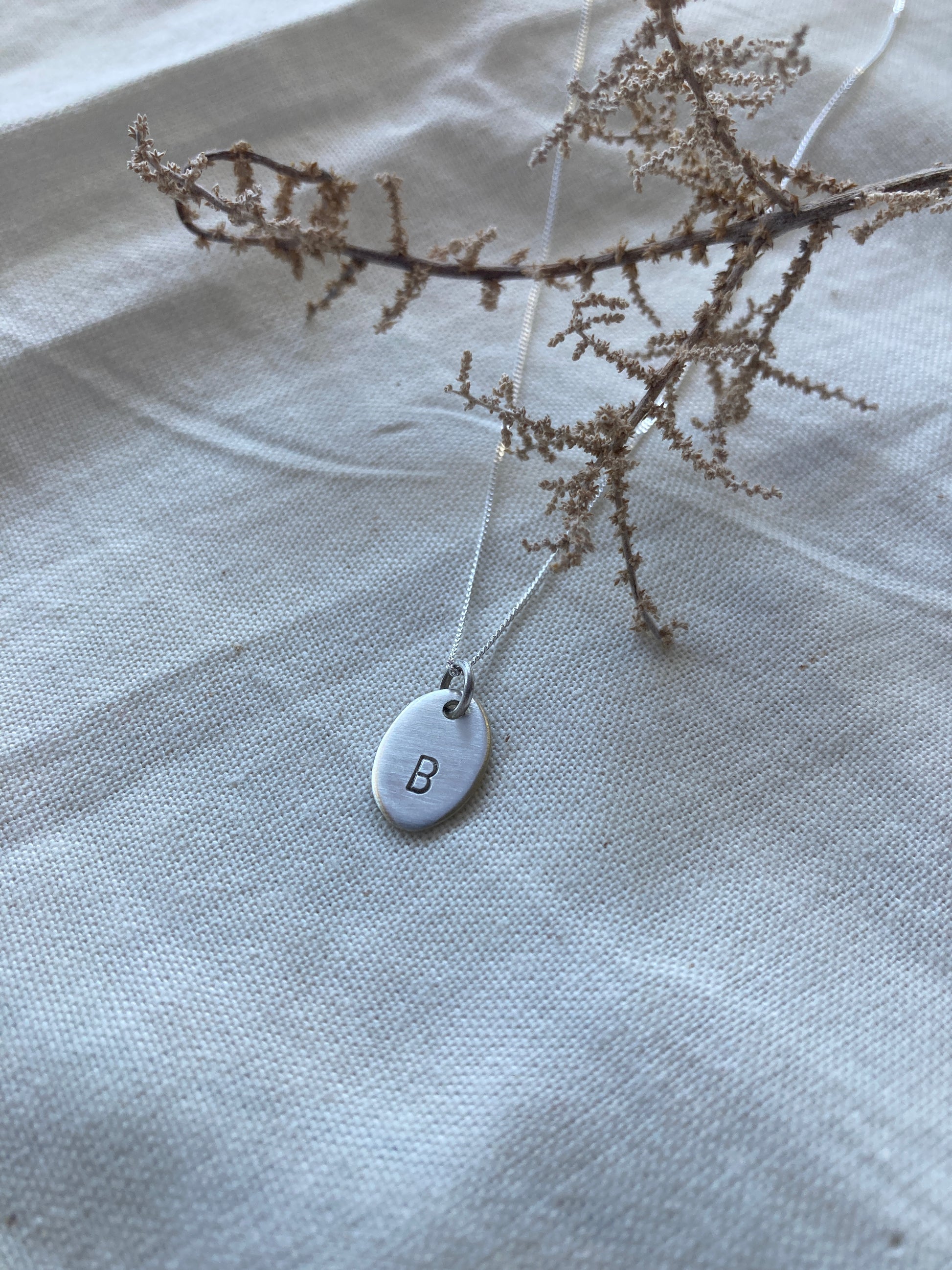 Sterling Silver Oval Initial Disc Pendant
