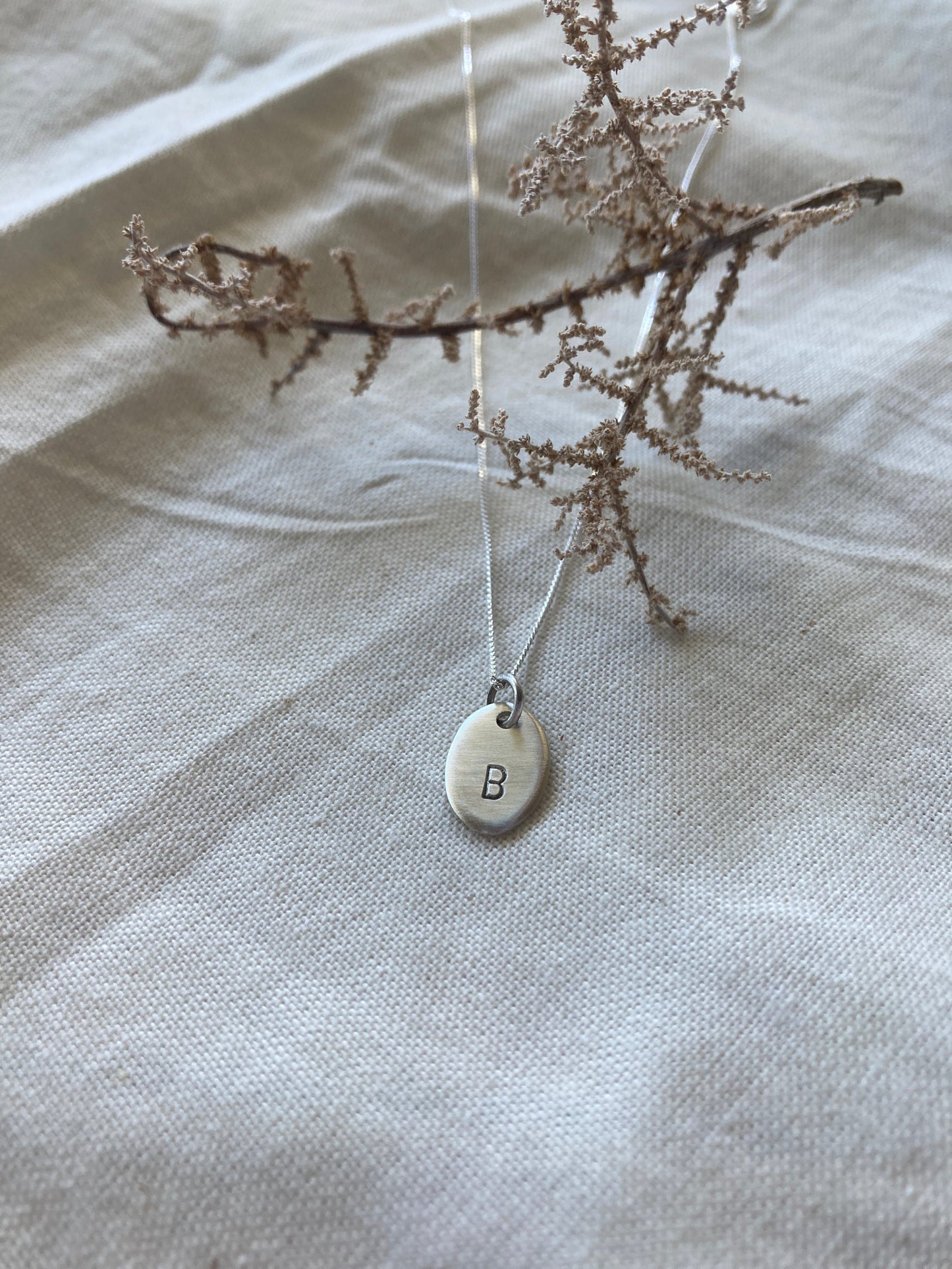 Sterling Silver Oval Initial Disc Pendant