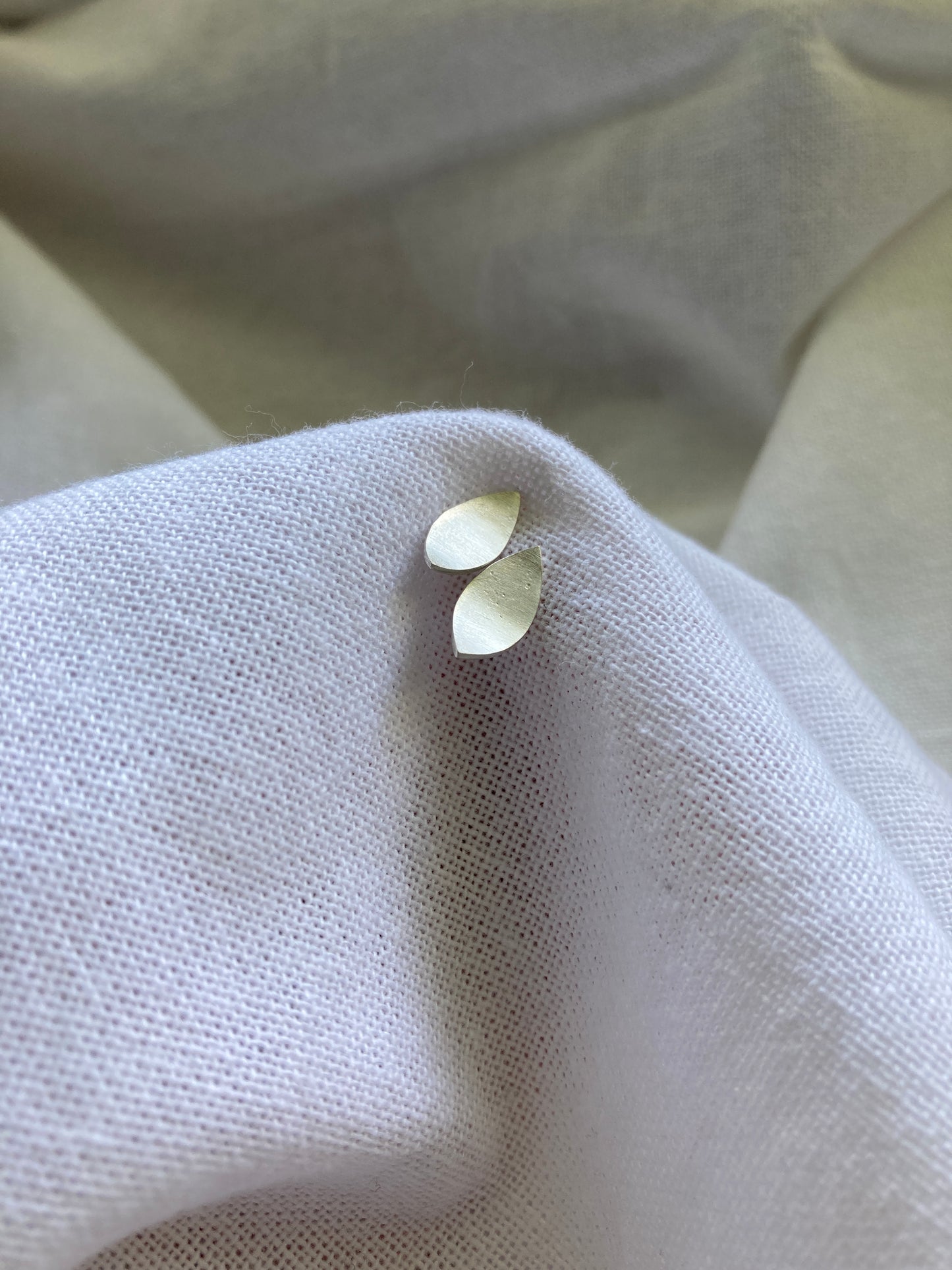 Sterling Silver Petal Shape Stud Earrings