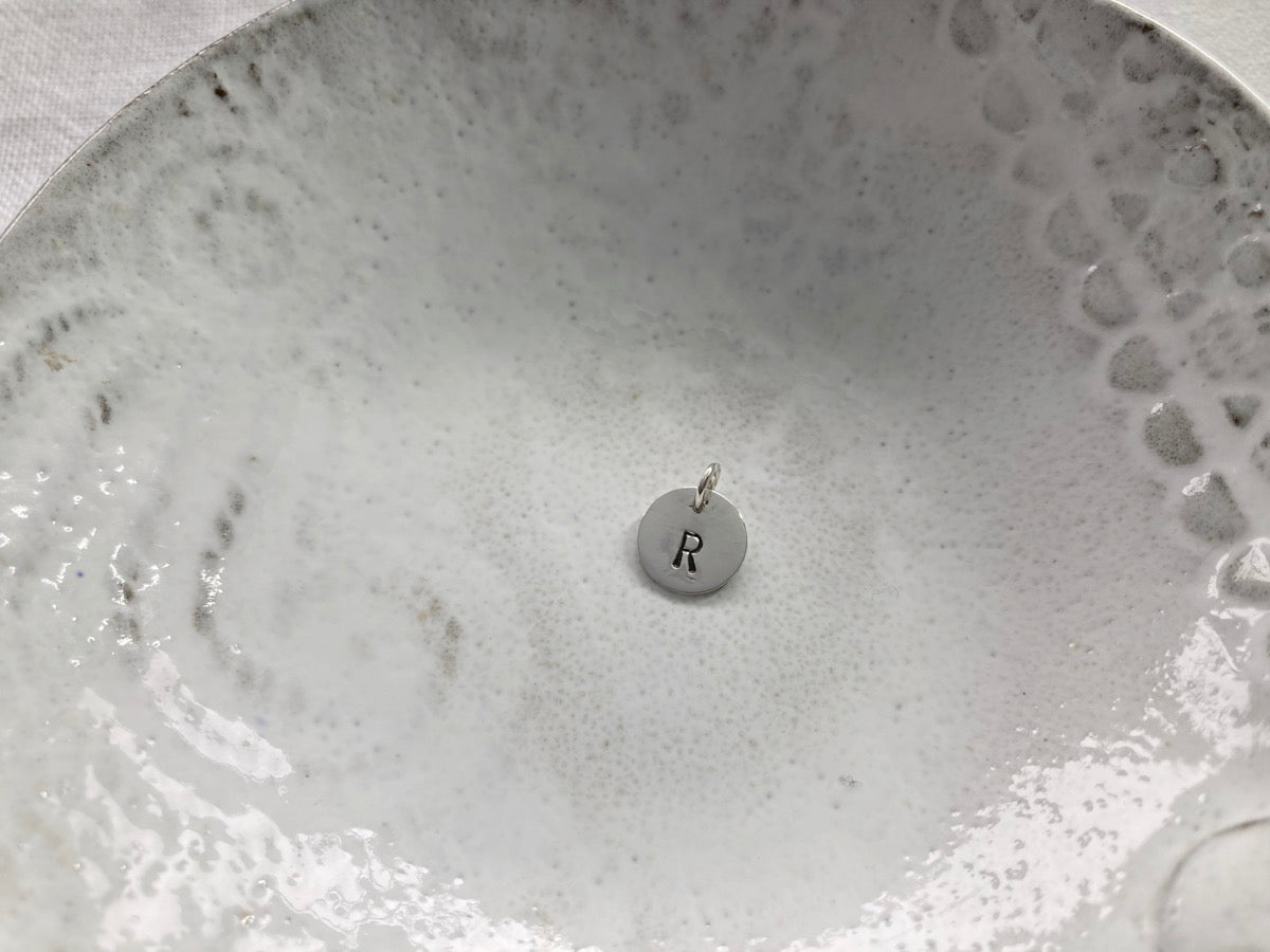 Sterling Silver Initial Disc Charm Only