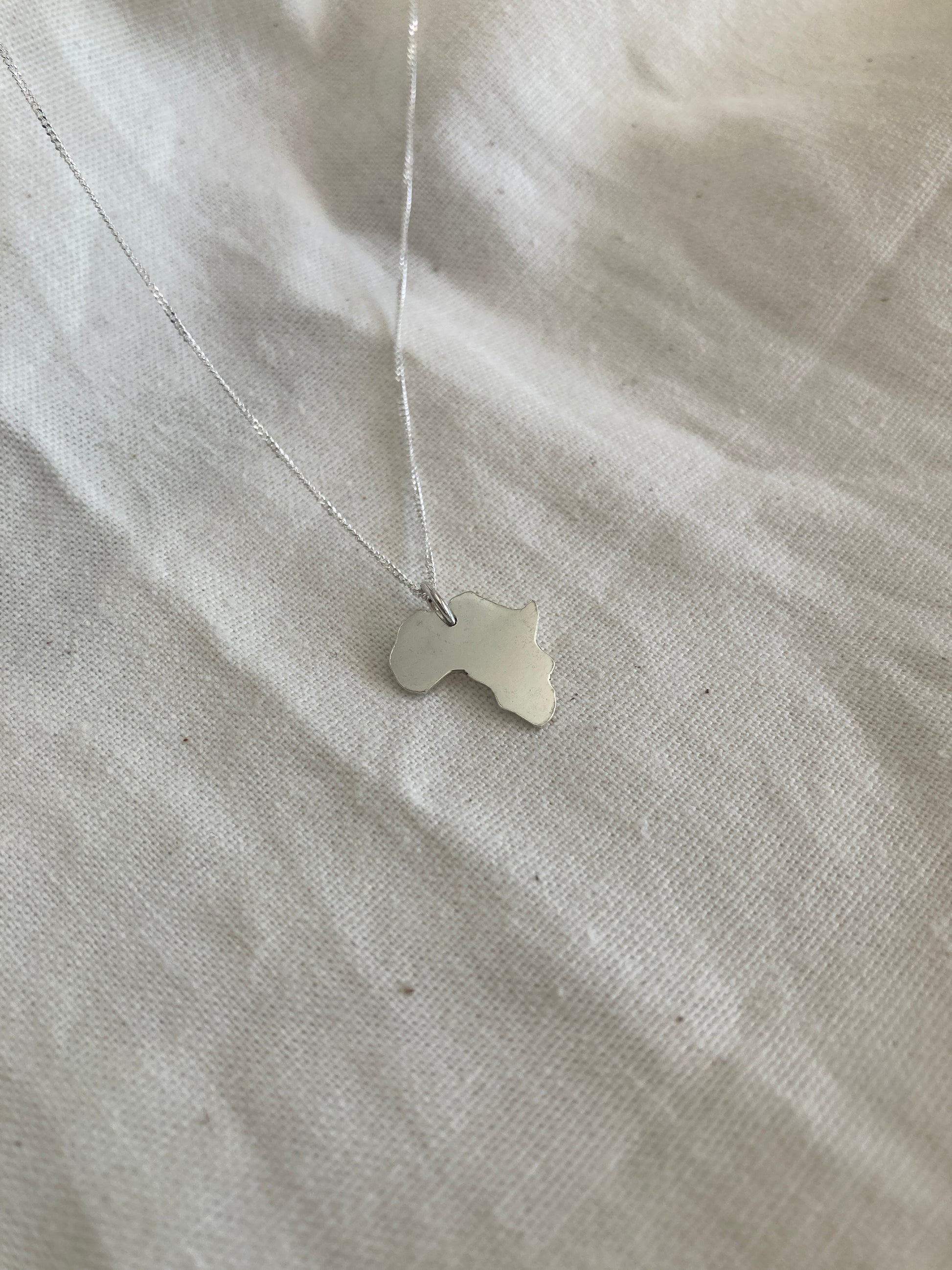 Sterling Silver Africa Pendant on Silver Chain