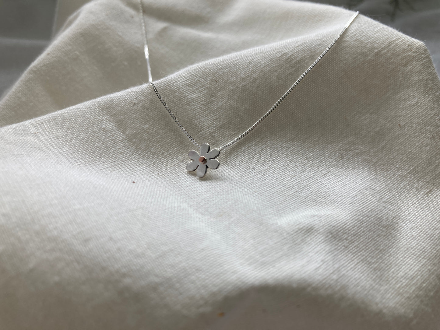 Sterling Silver Blossom Pendant with Copper detail