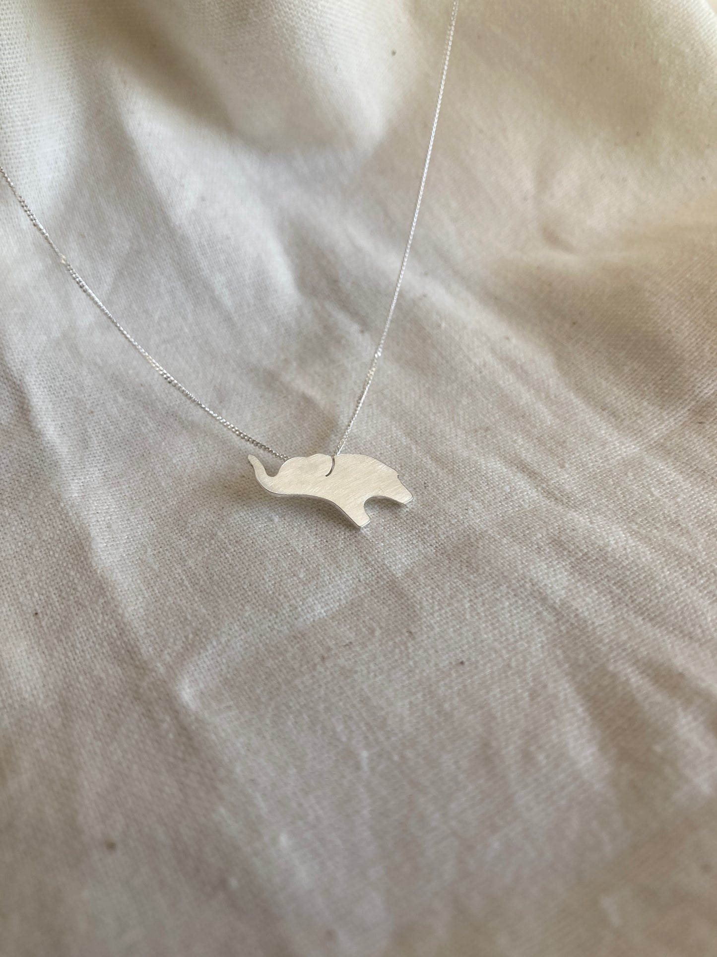 Sterling Silver Elephant Pendant on Sterling Silver Chain