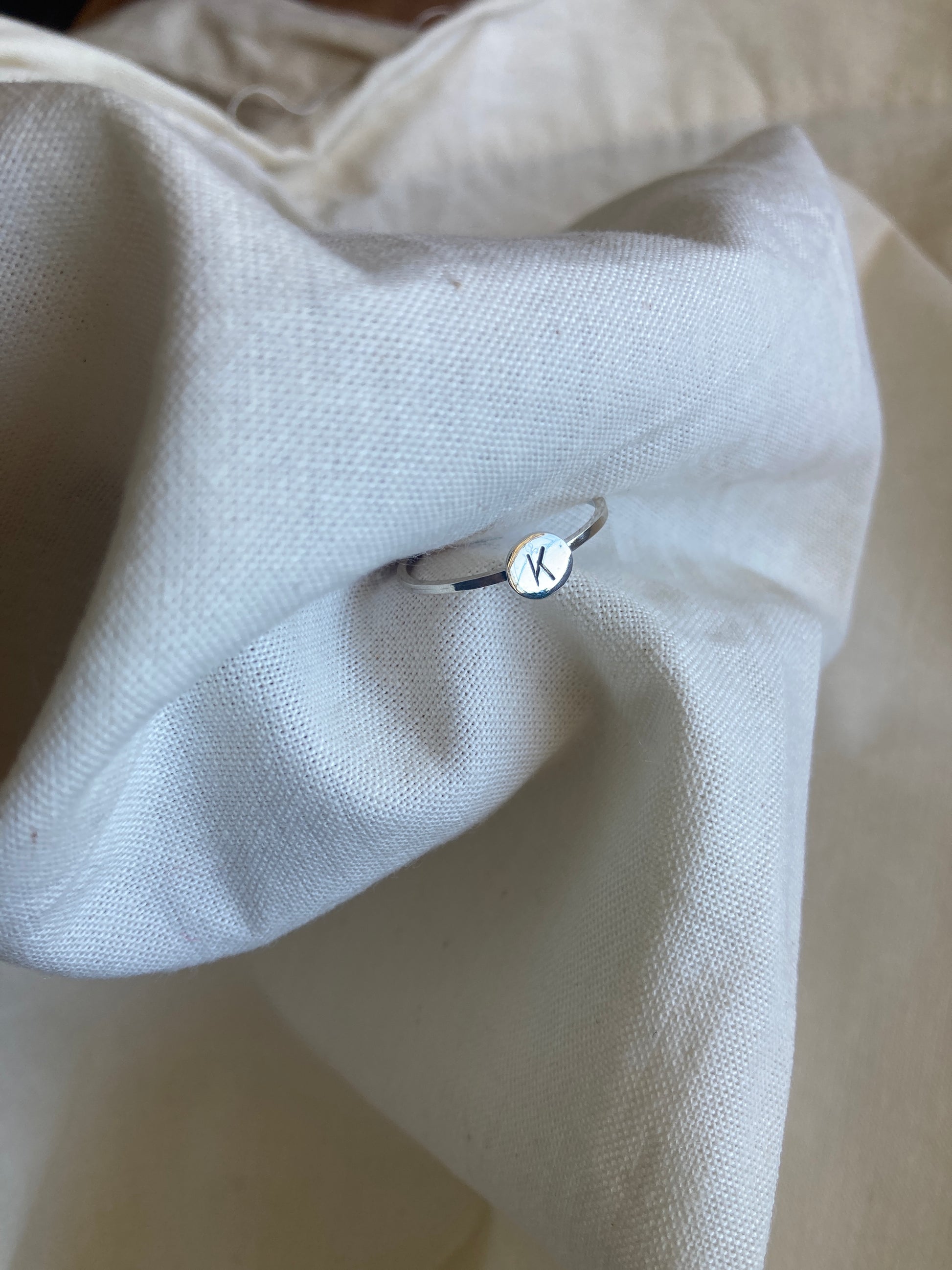 Sterling Silver Initial Disc Ring