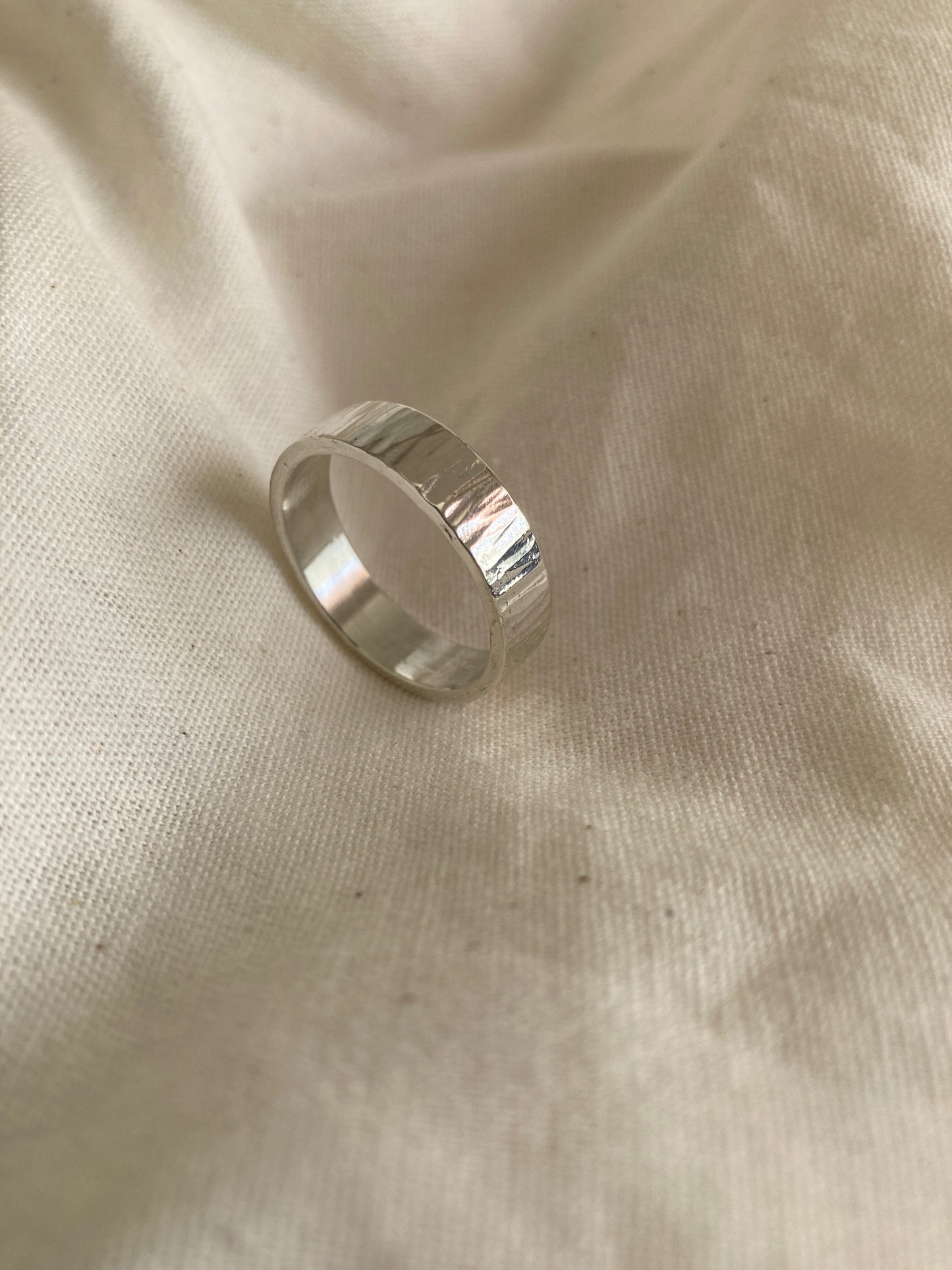 Sterling Silver Men's Wedding band with Textured finish