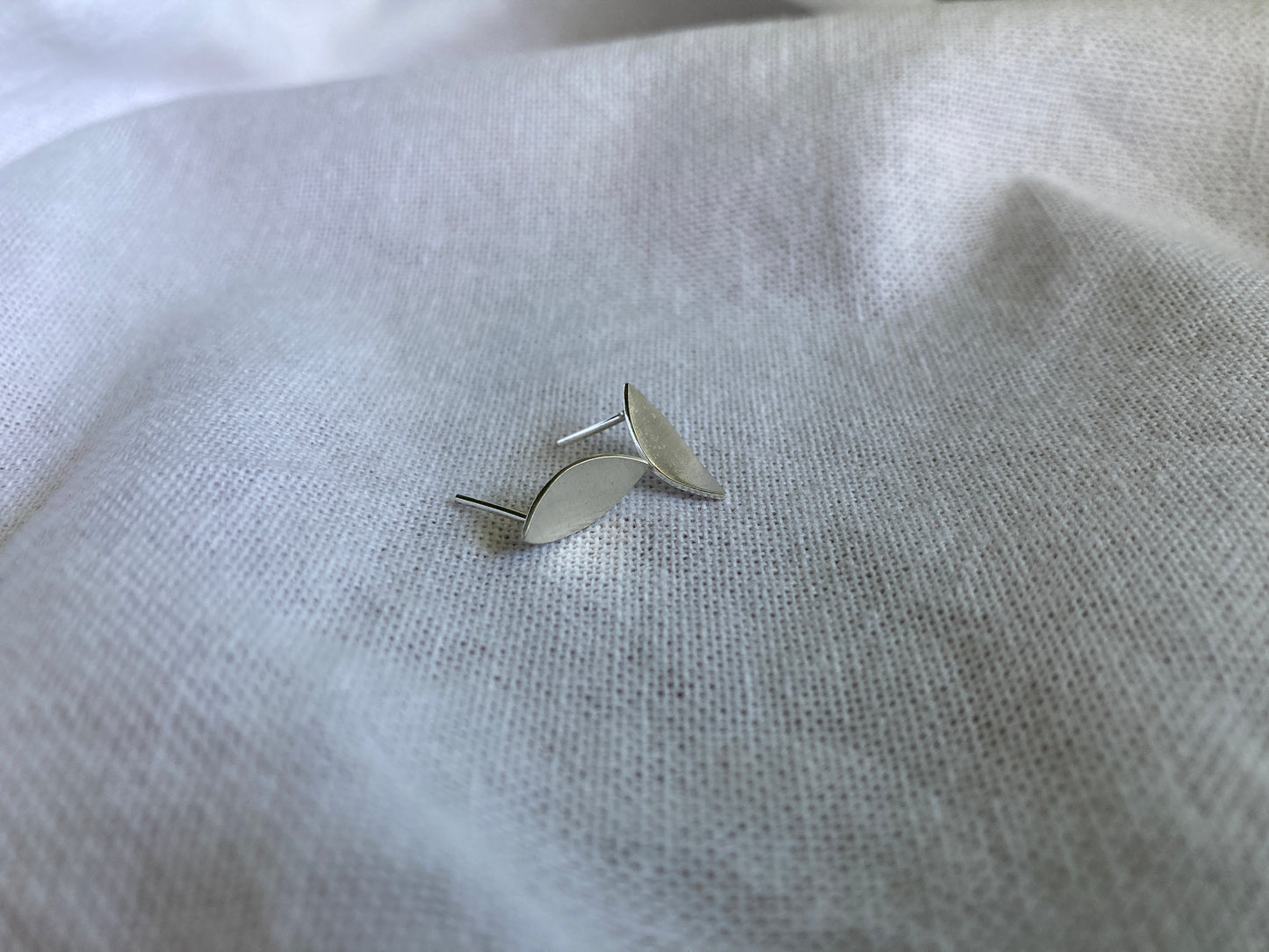 Sterling Silver Petal Shape Stud Earrings