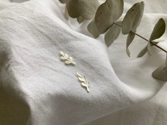 Sterling Silver Small Leaves #1 Stud Earrings