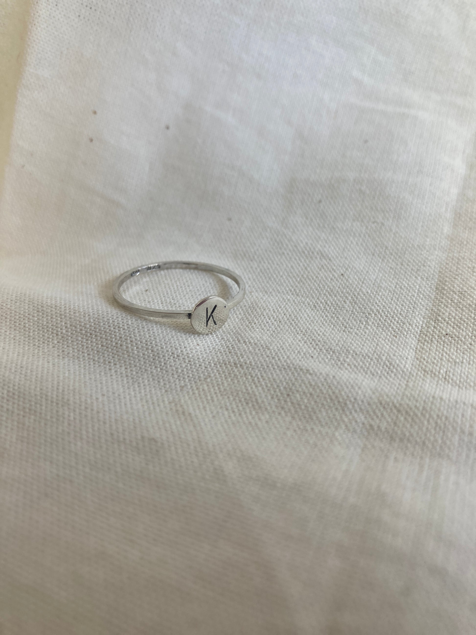 Sterling Silver Initial Disc Ring